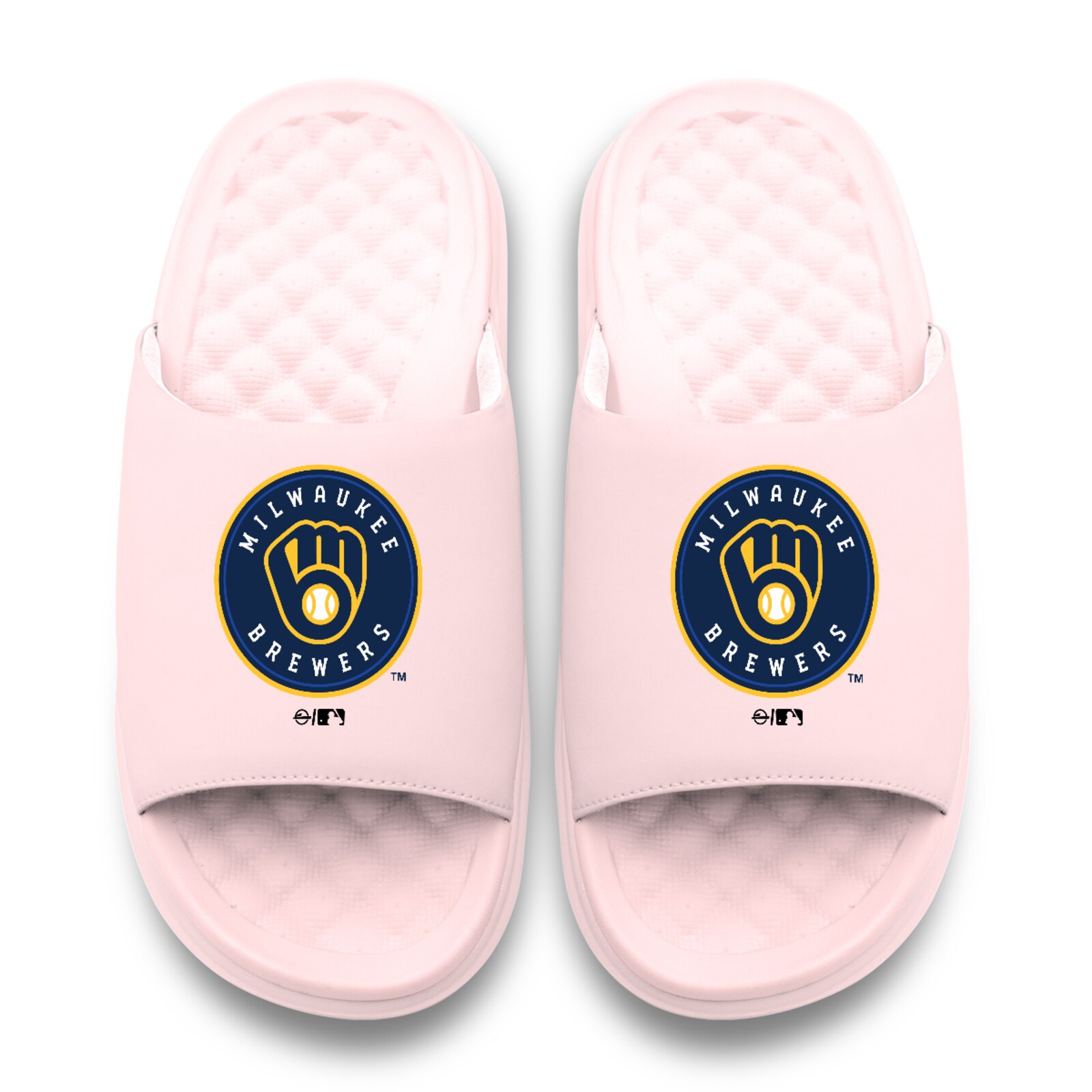 아동용 Milwaukee Brewers ISlide 핑크 프라이머리 모티브 슬라이드 샌들 상세 이미지 3