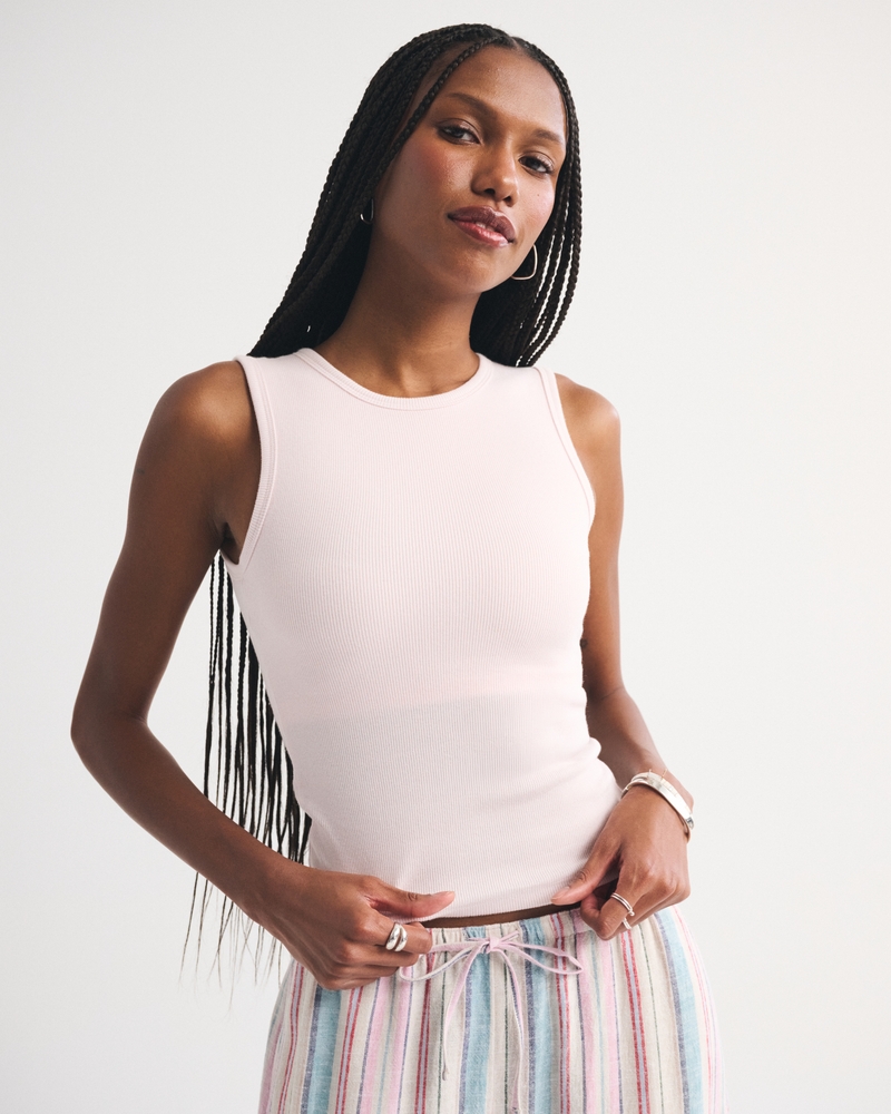 Bra-Free Rib High-Neck Tank