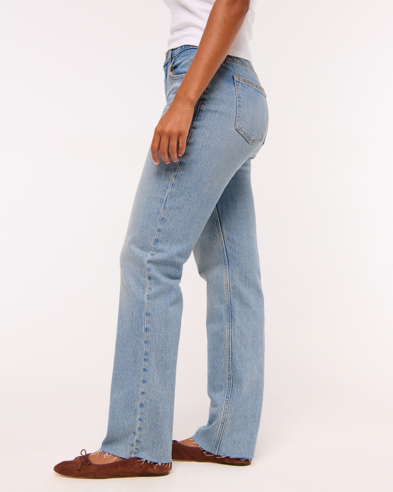 Curve Love Mid Rise 90s Straight Frayed Hem Jean 상세 이미지 3