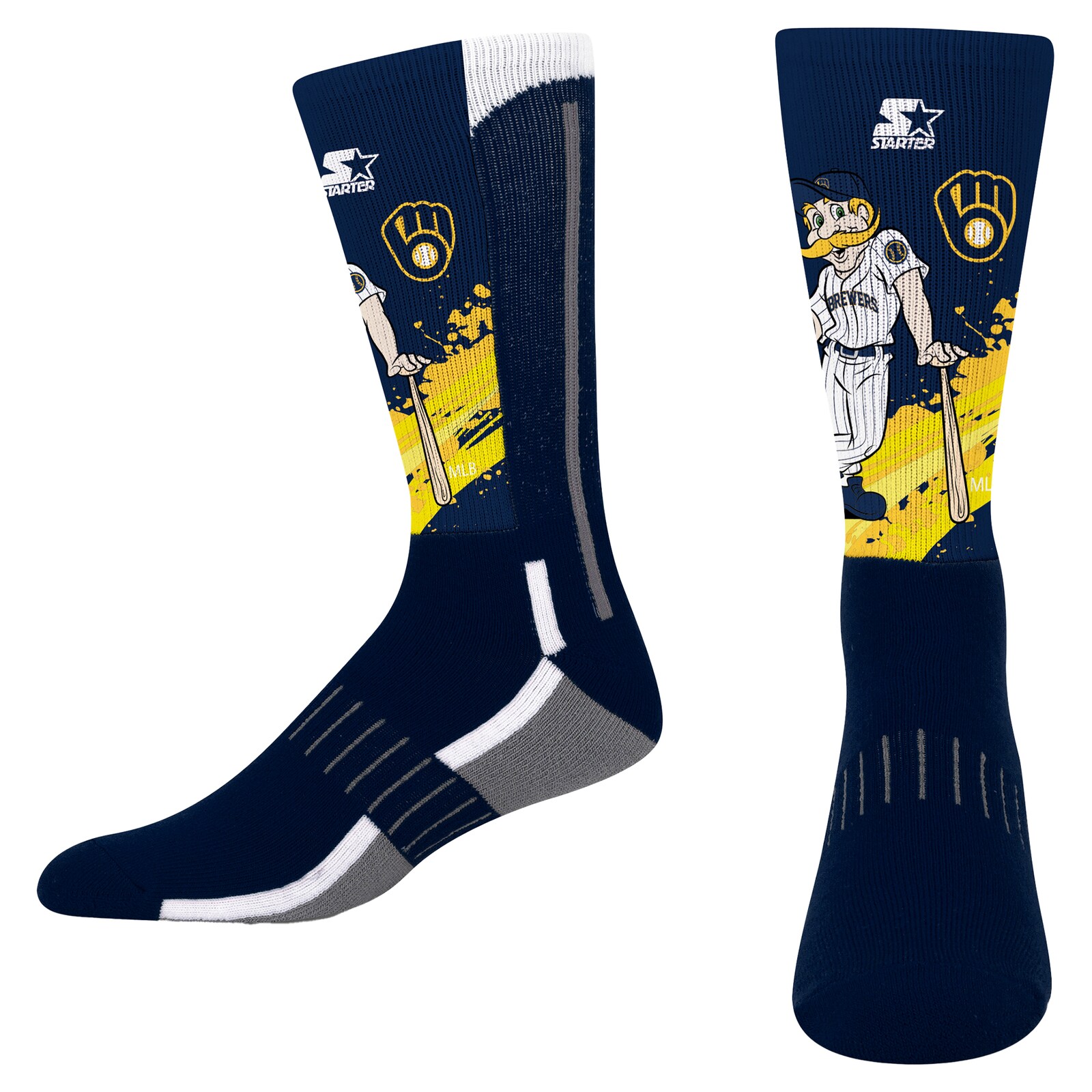 아동용 Milwaukee Brewers Starter 네이비 Phenom Mascot 컬러 스플래시 크루 양말 상세 이미지 2