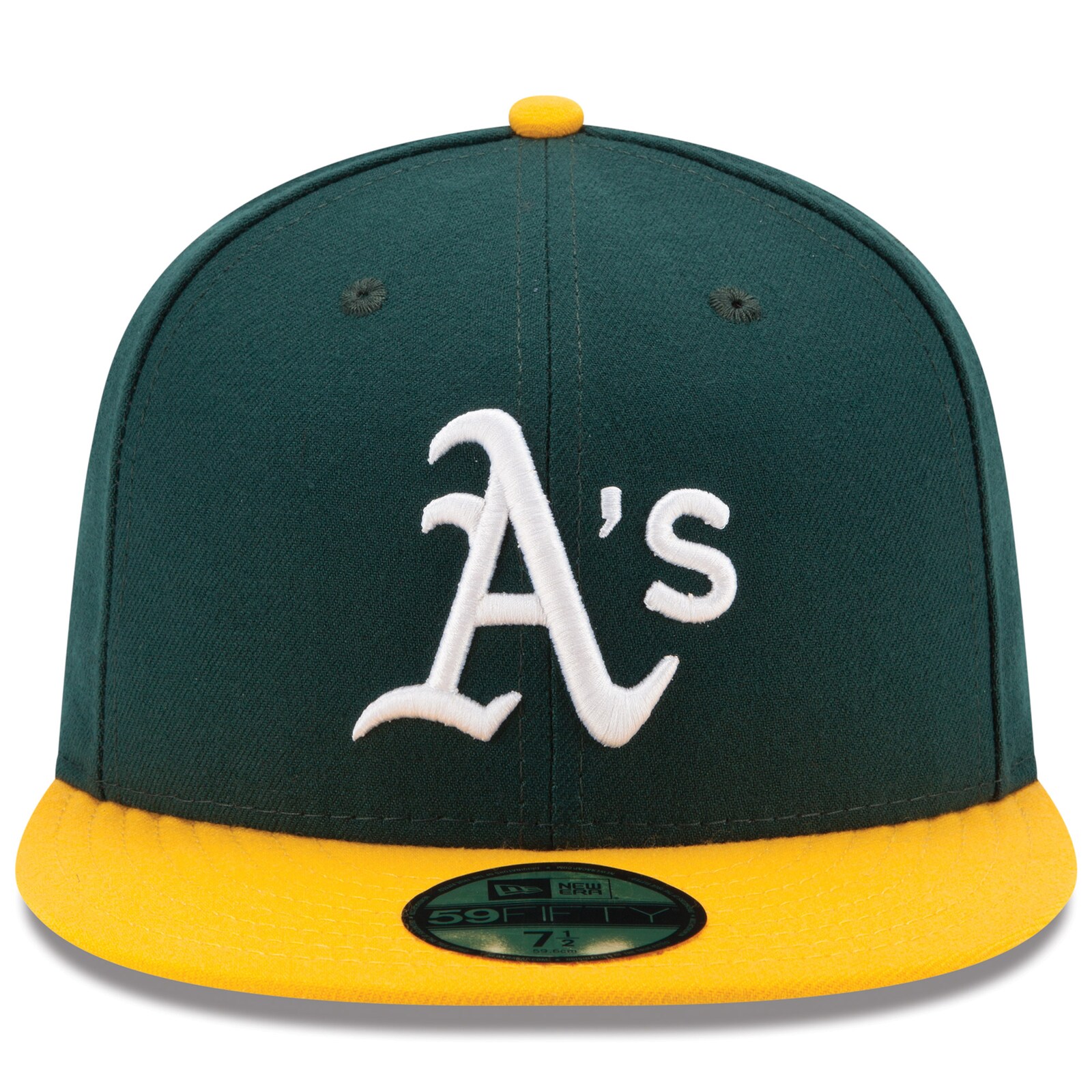 남성용 Athletics New Era 그린/옐로 홈 어센틱 컬렉션 온필드 59FIFTY 피티드 모자 상세 이미지 3