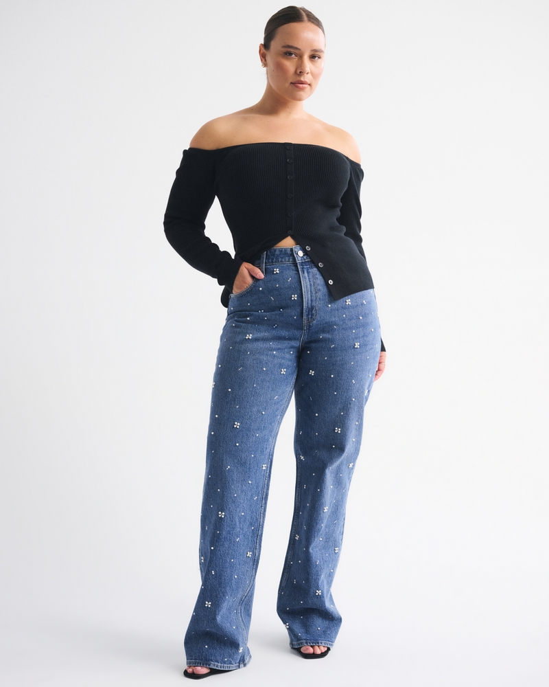 Curve Love High Rise 90s Relaxed Pearl Embellished Jean 상세 이미지 7