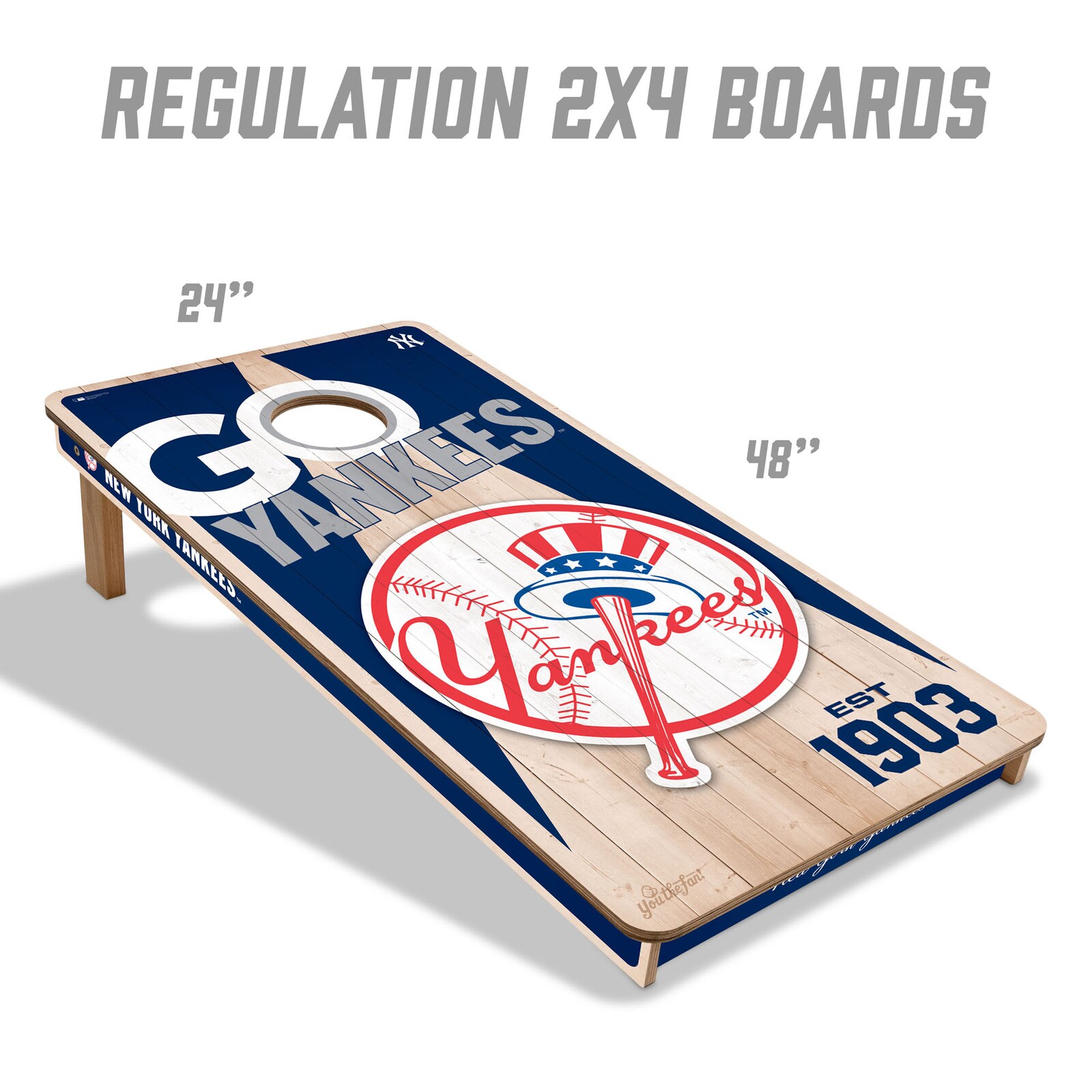 New York Yankees IDNA 2' x 4' 콘홀 게임 백 포함 세트 상세 이미지 6
