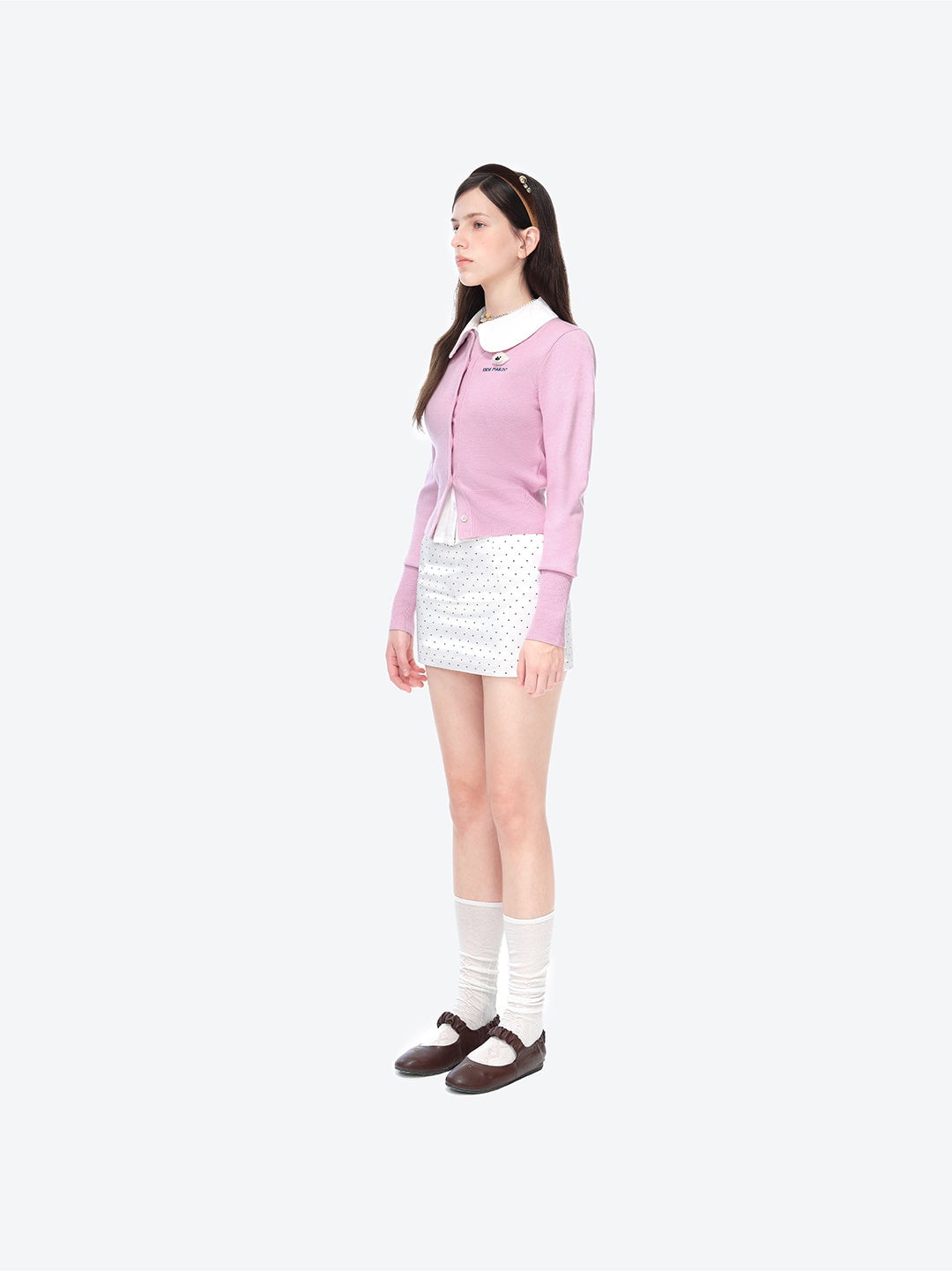 미니 로고 카디건 핑크 상세 이미지 3