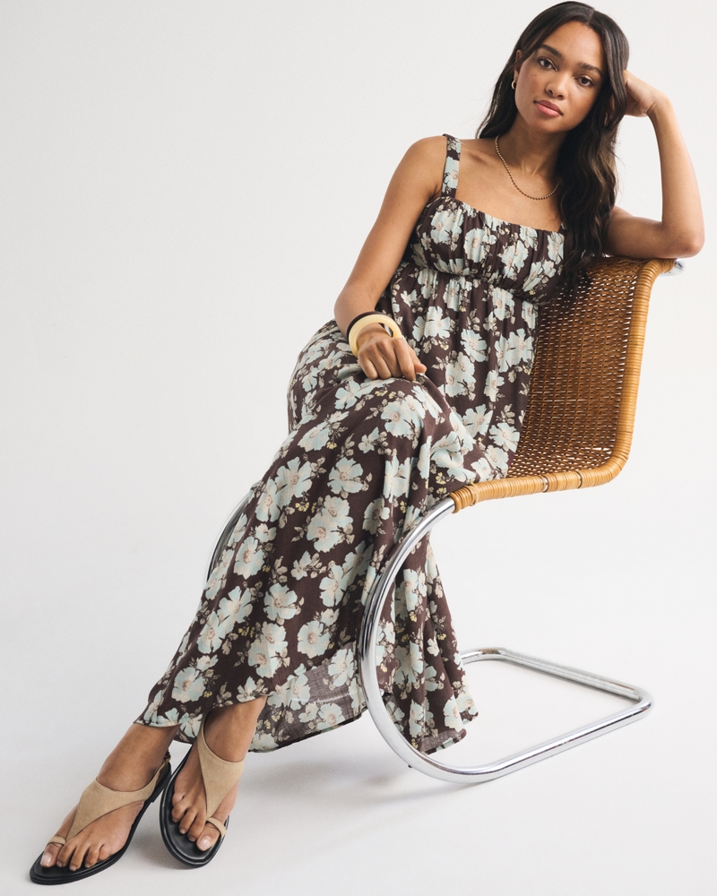 Bra-Free Sweetheart Ruched Flowy Maxi Dress 상세 이미지 3