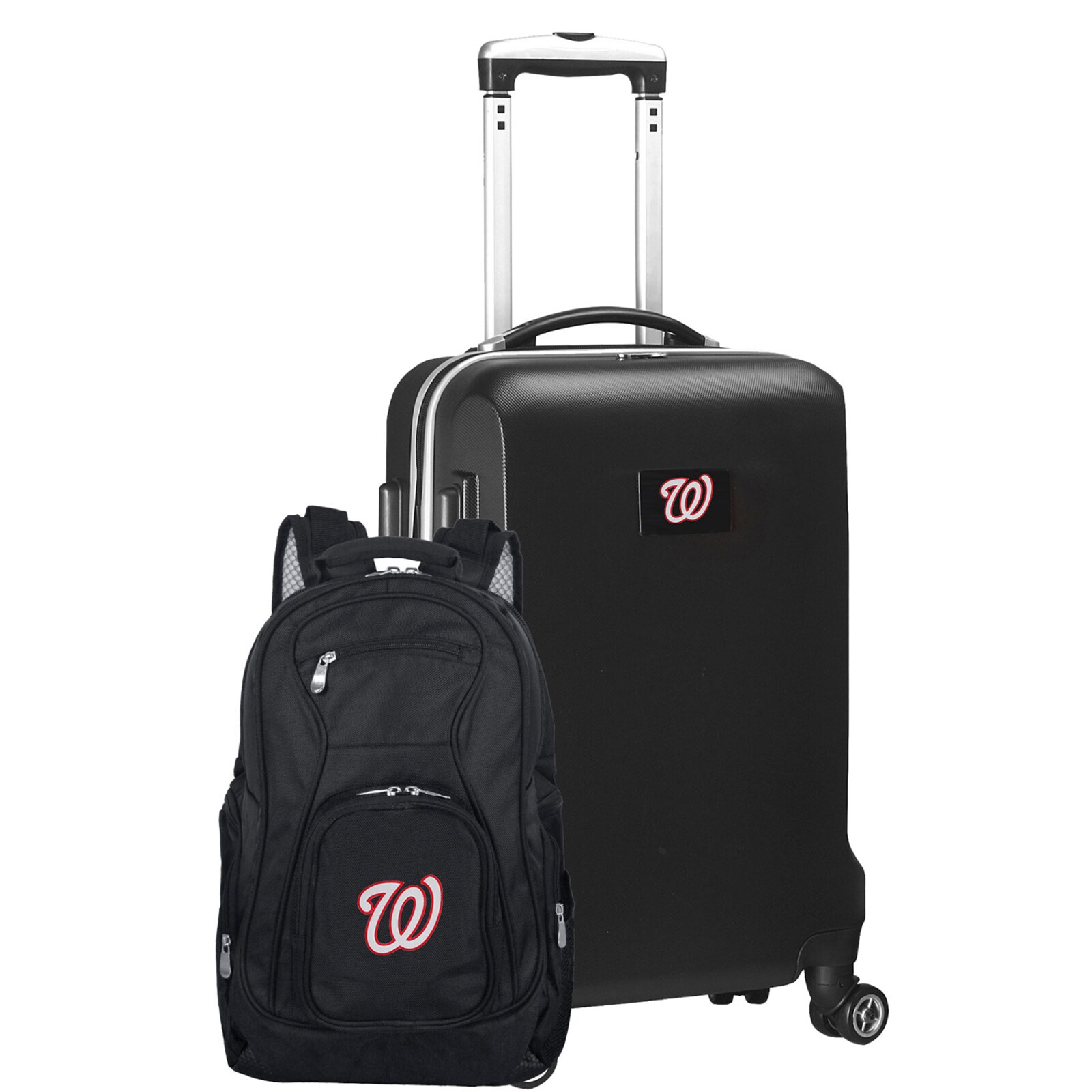Washington Nationals MOJO 블랙 디럭스 2종 백팩 및 기내용 캐리어 세트