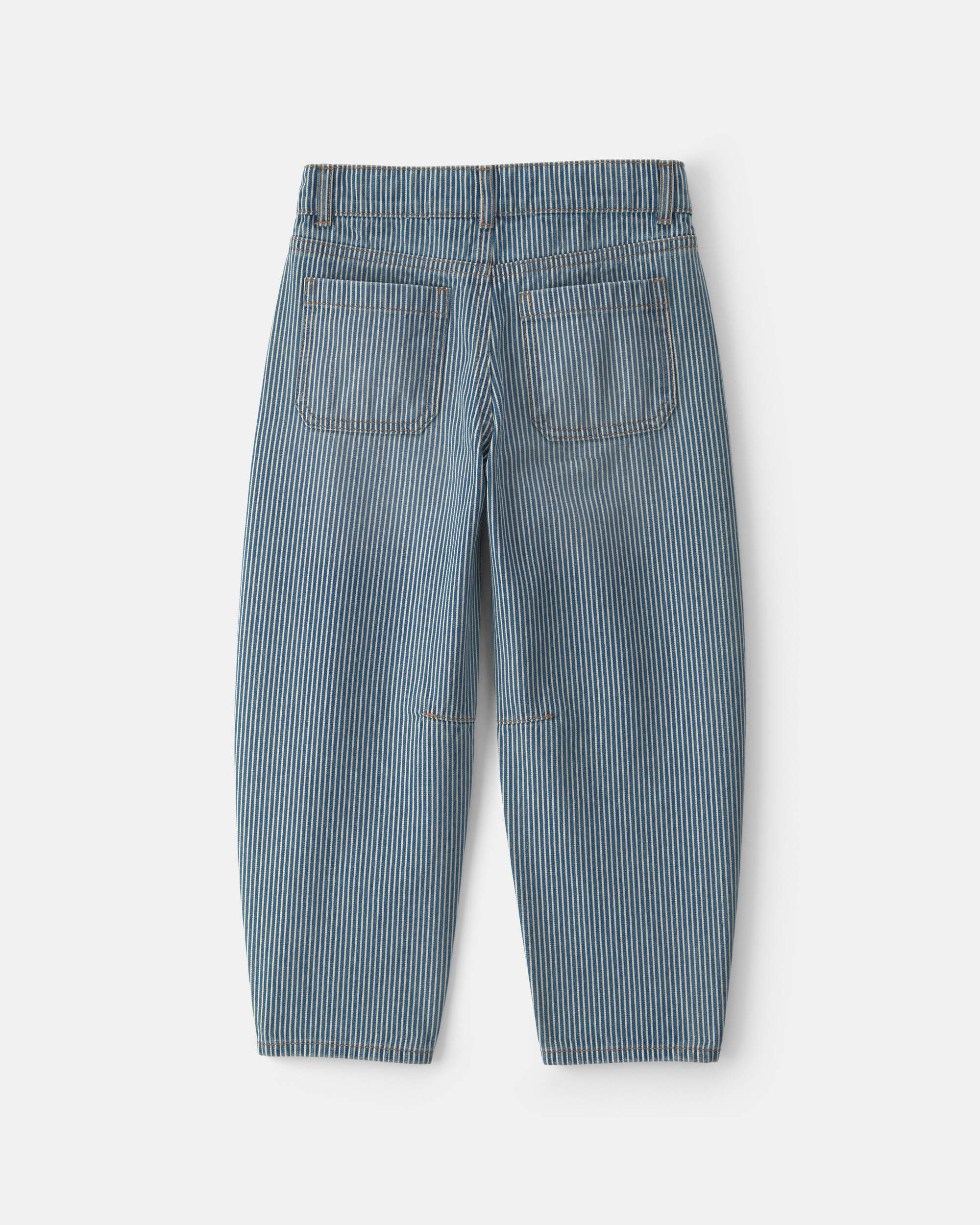 Girls Hickory Stripe Denim Barrel Jeans - Light Wash 상세 이미지 6