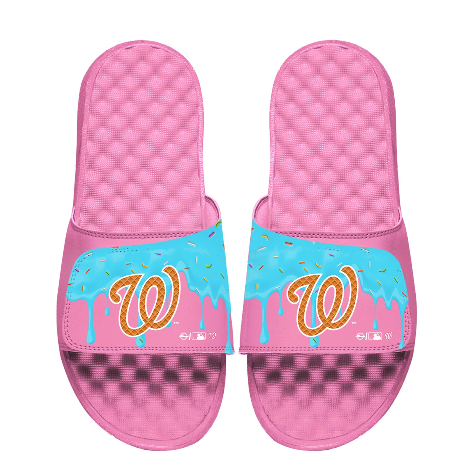 남녀공용 Washington Nationals ISlide 핑크 아이스크림 드립 슬라이드 샌들 상세 이미지 2