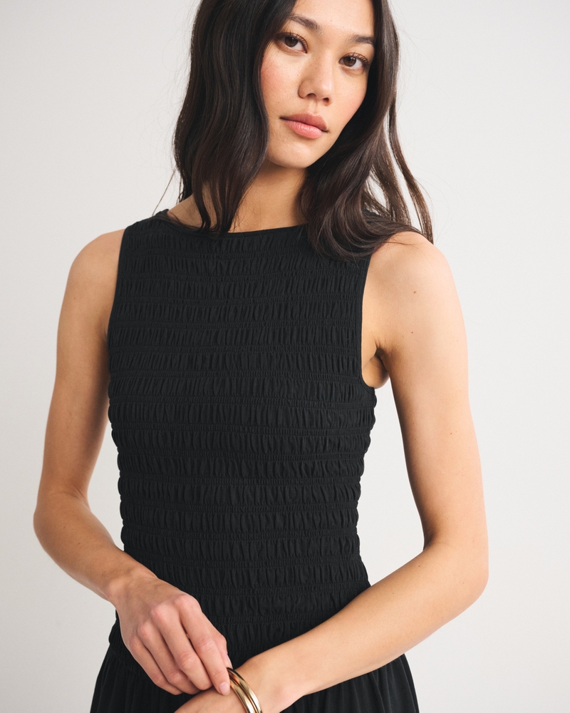 A&F Sydney Smocked Reversible Neckline Knit Midi Dress 상세 이미지 2