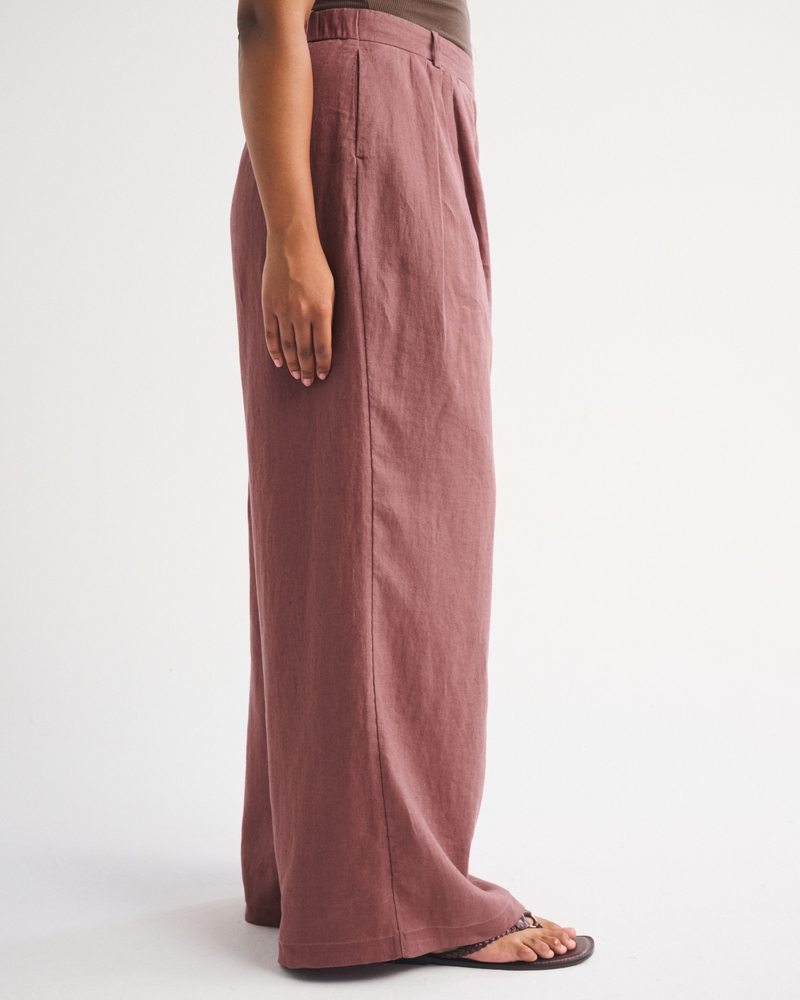 100% Linen Curve Love High Rise Tailored Palazzo Pant 상세 이미지 4