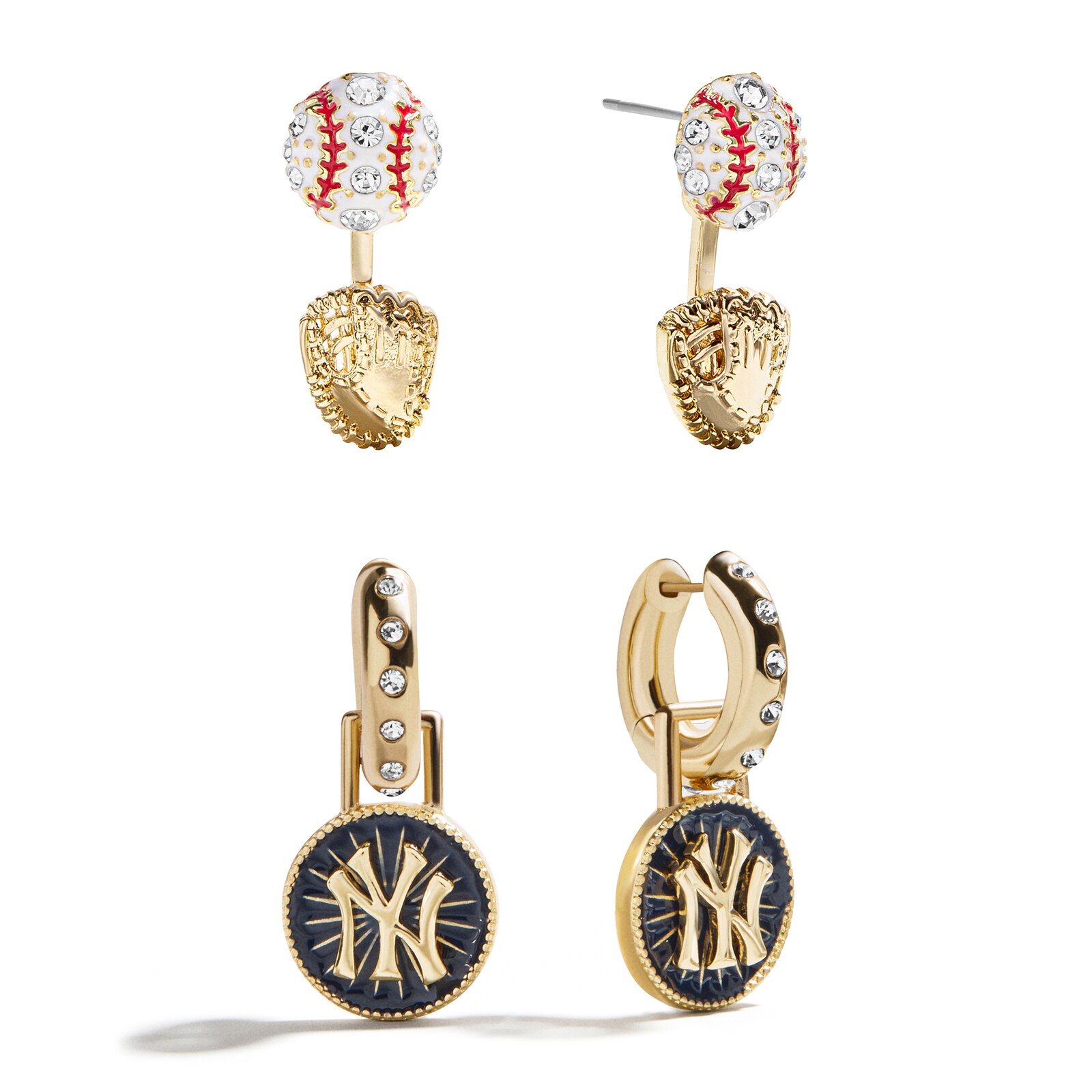 New York Yankees BaubleBar 후프 귀걸이 세트