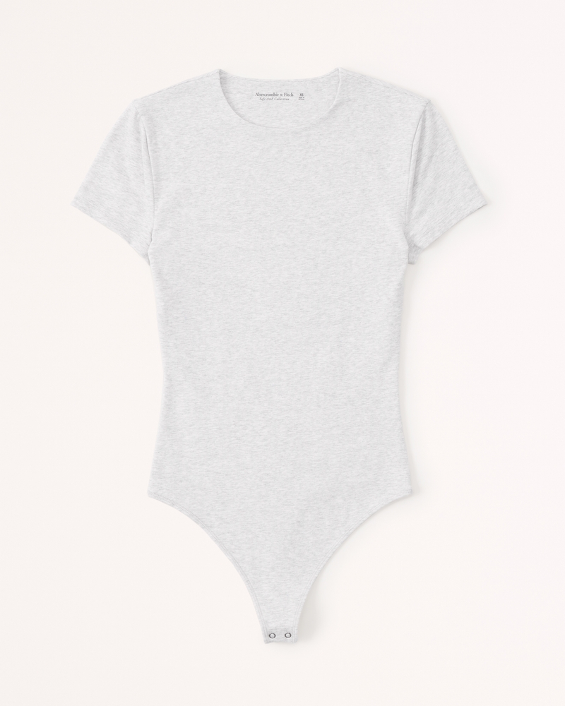 Short-Sleeve Cotton-Blend Seamless Fabric Crew Bodysuit 상세 이미지 5