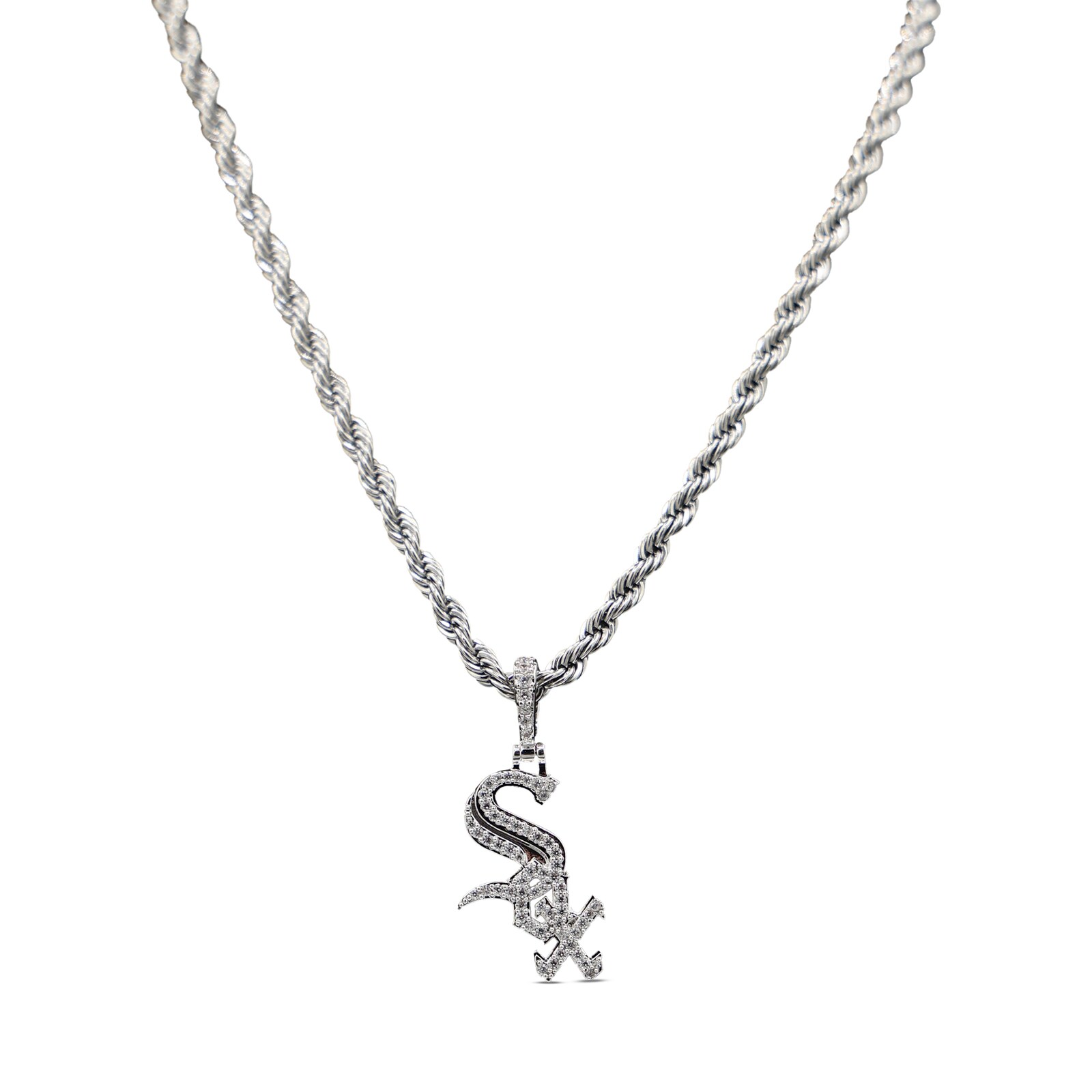 Chicago White Sox GLD 14K 화이트 골드 로고 펜던트 & 20" 로프 체인 상세 이미지 2