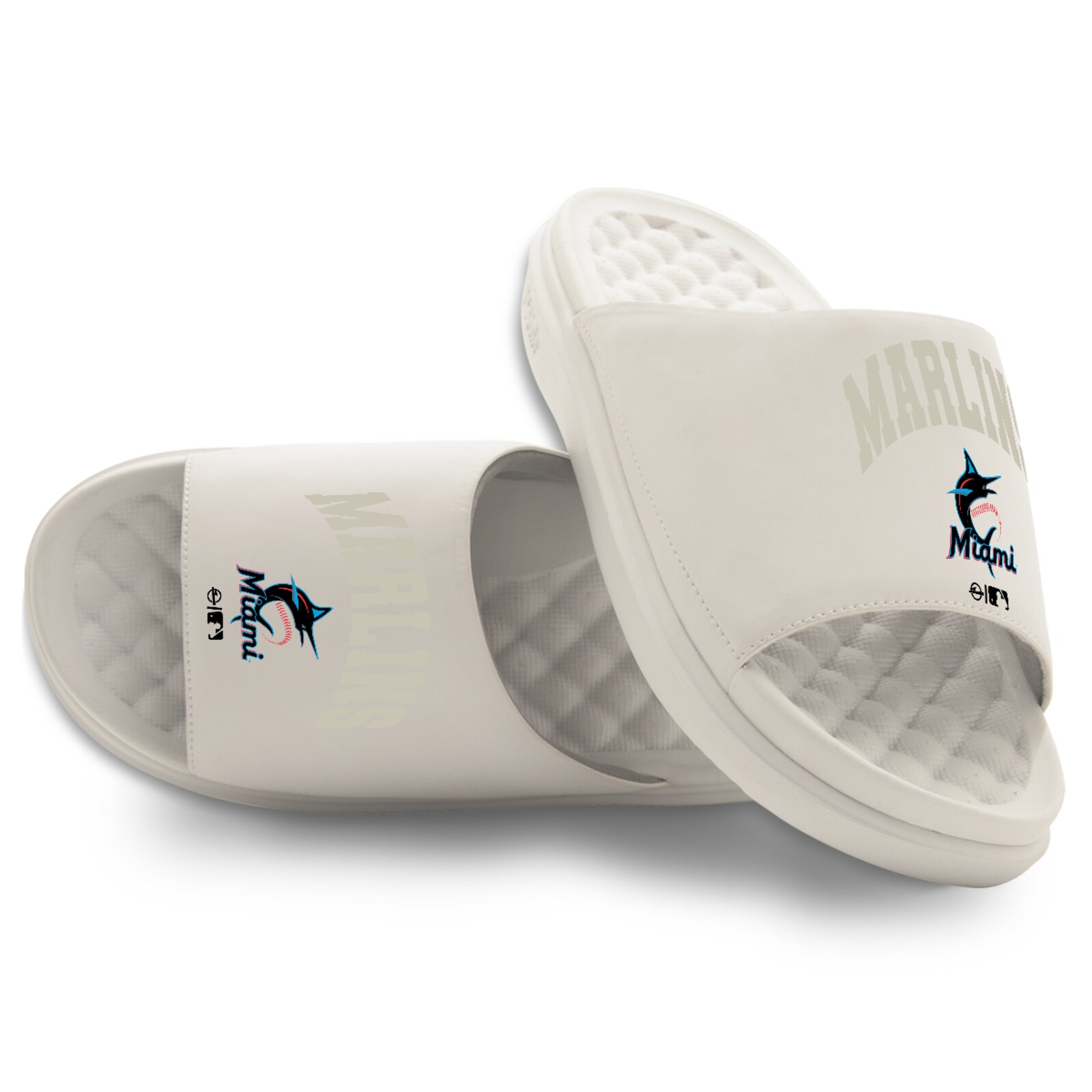 남녀공용 Miami Marlins ISlide 크림 Tonal Pop Motive 슬라이드 샌들 상세 이미지 2