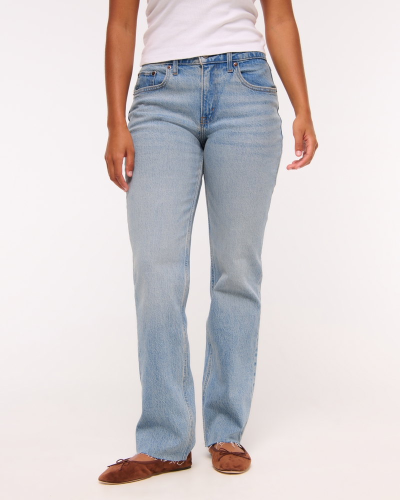 Curve Love Mid Rise 90s Straight Frayed Hem Jean 상세 이미지 2