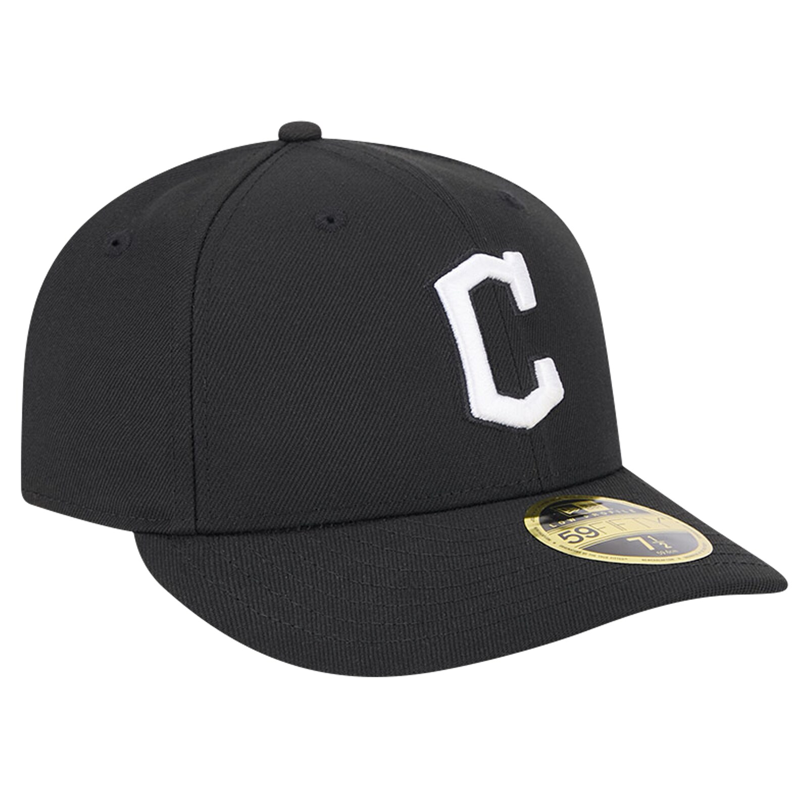 남성용 클리블랜드 가디언스 New Era 블랙 로우 프로파일 59FIFTY 피티드 모자 상세 이미지 4