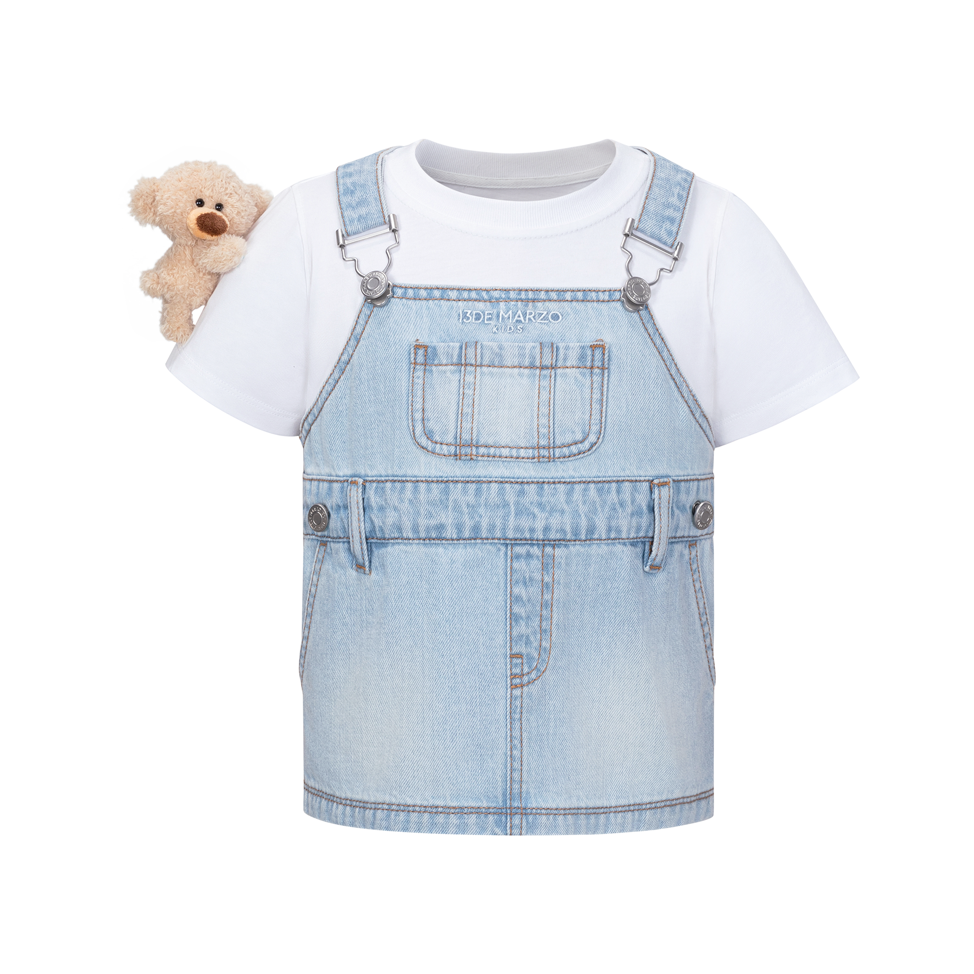 BabyBear 프린트 멜빵 레이어드 티셔츠