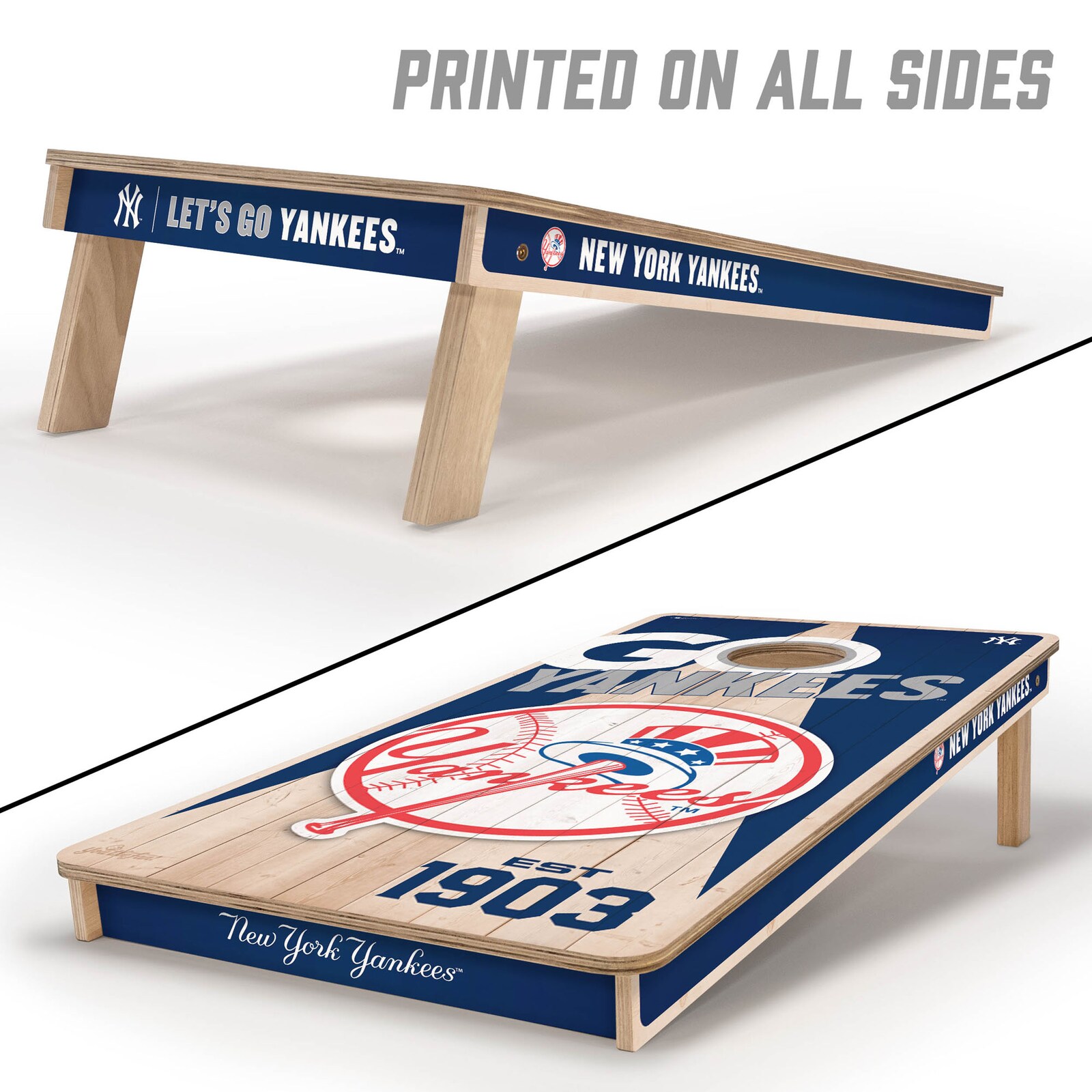 New York Yankees IDNA 2' x 4' 콘홀 게임 백 포함 세트 상세 이미지 3