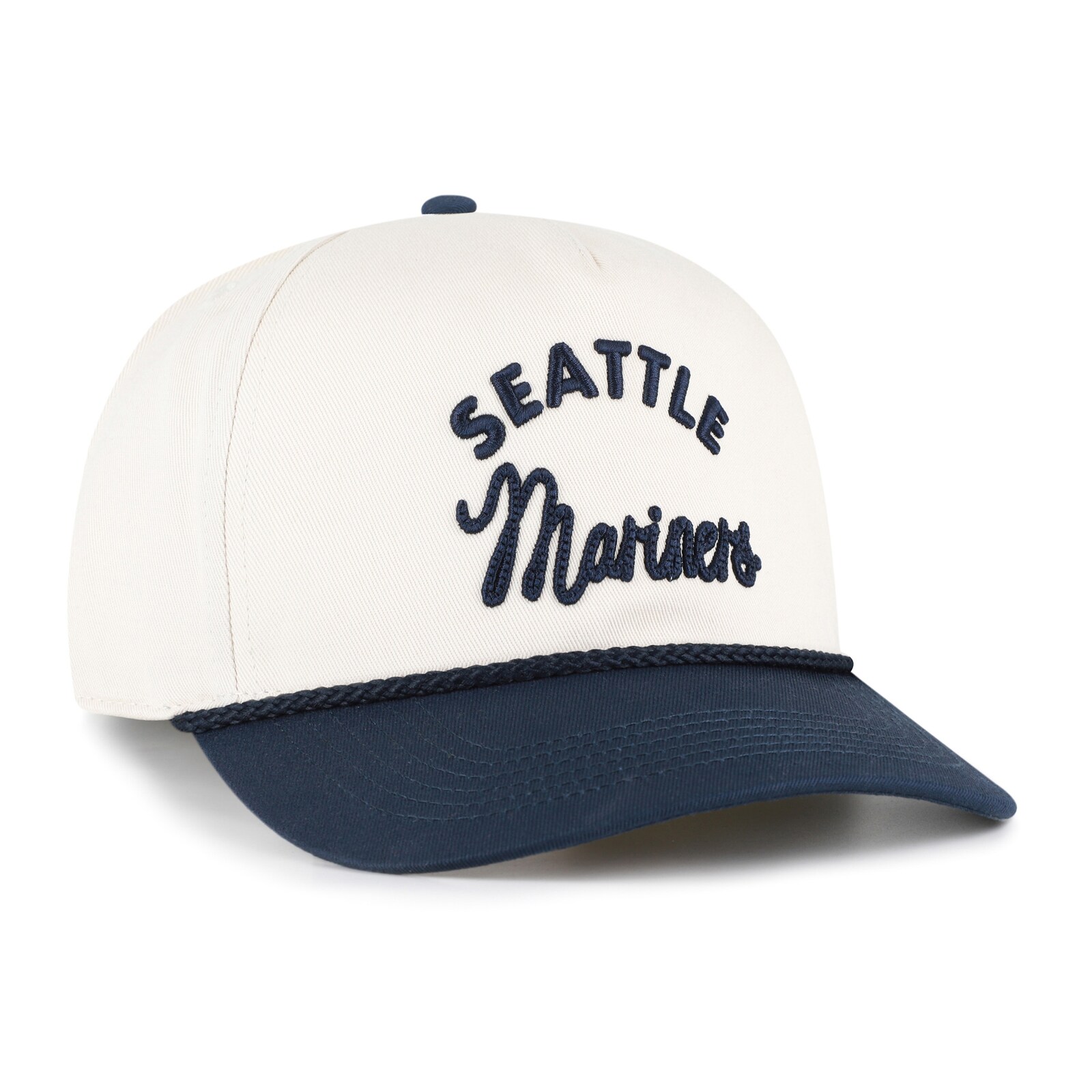 남녀공용 Seattle Mariners 내추럴/네이비 로프 스크립트 히치 조절식 모자 상세 이미지 3