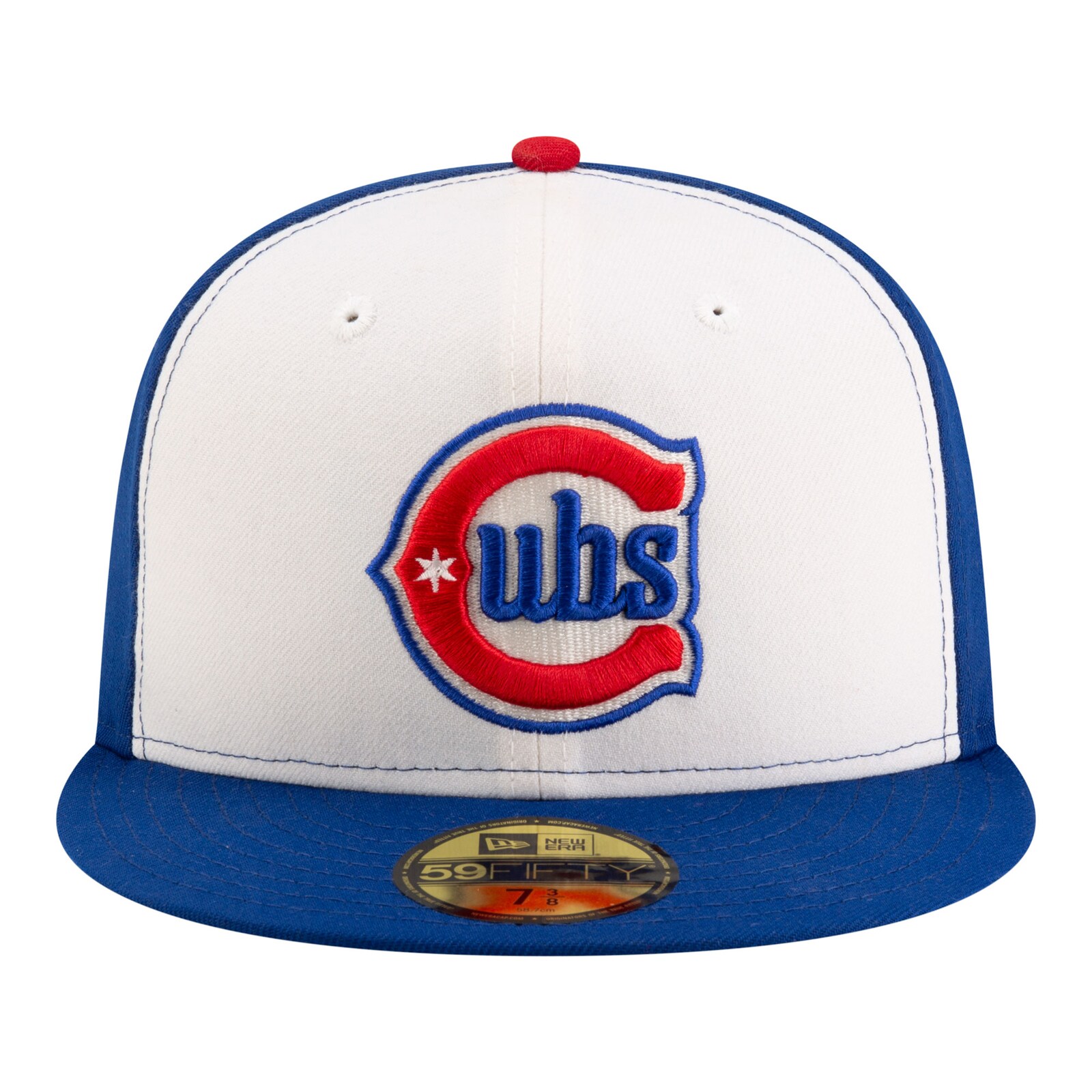 남성용 시카고 컵스 New Era 화이트/로열 150주년 59FIFTY 피티드 모자 상세 이미지 3