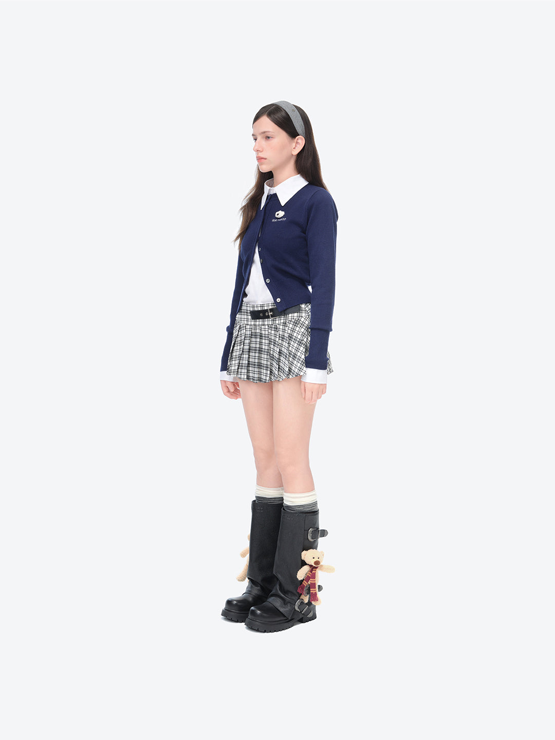 미니 로고 카디건 네이비 블루 상세 이미지 3