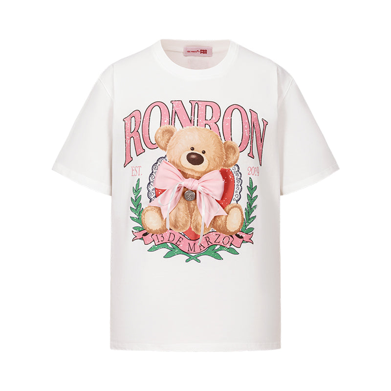RONRON 곰 리본 티셔츠