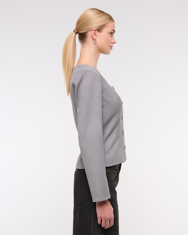 Long-Sleeve Squareneck Tailored Vest 상세 이미지 4