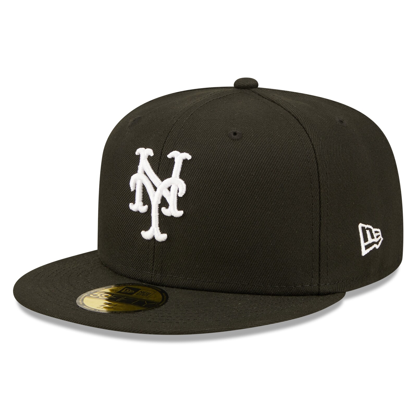 남성용 New York Mets New Era 블랙 팀 로고 59FIFTY 피티드 모자