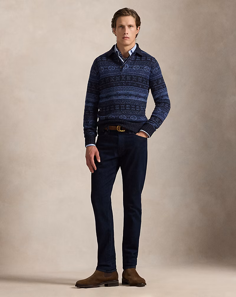 Fair Isle 울 리넨 폴로 스웨터 상세 이미지 3
