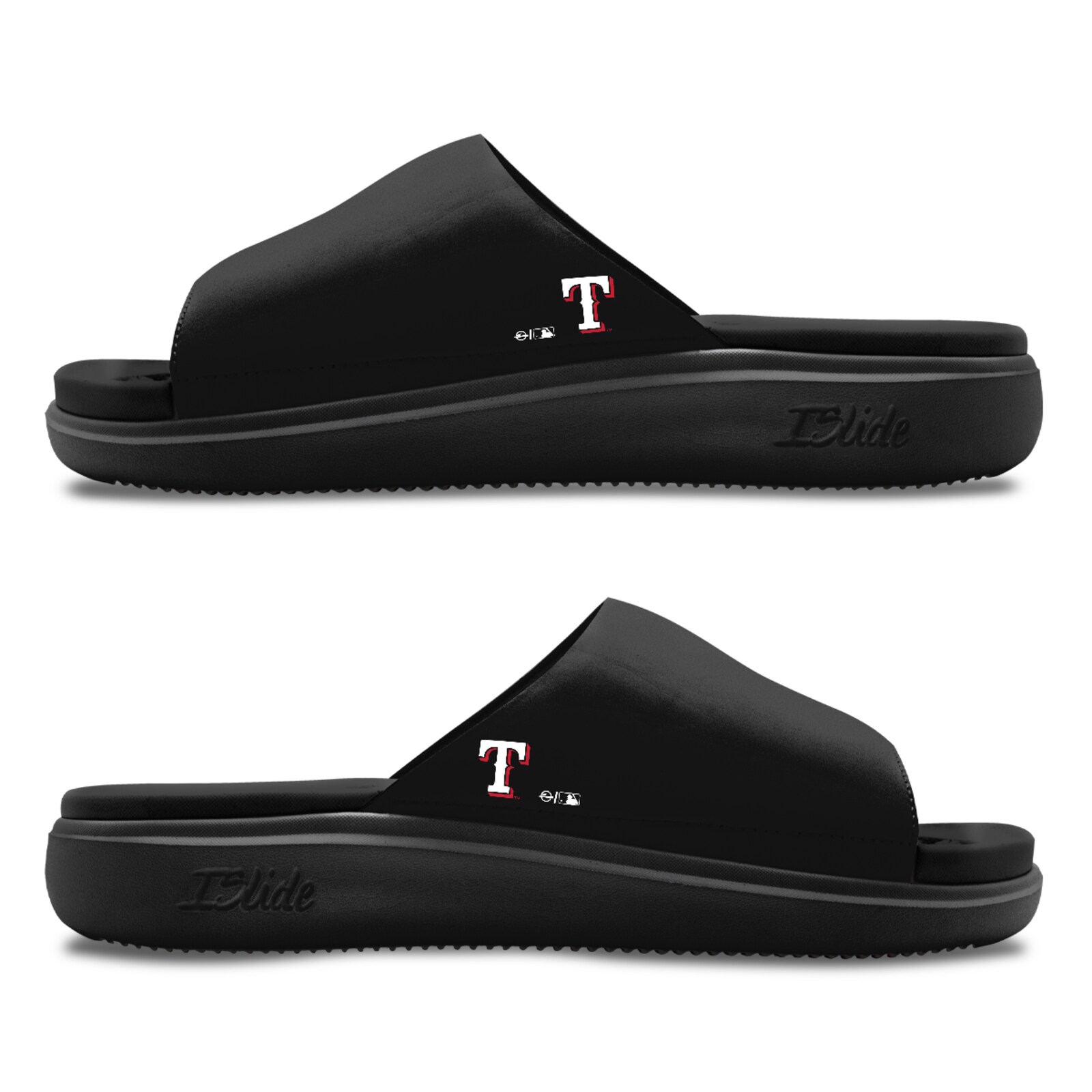 남녀공용 Texas Rangers ISlide 블랙 Minimalistic Motive 슬라이드 샌들 상세 이미지 3