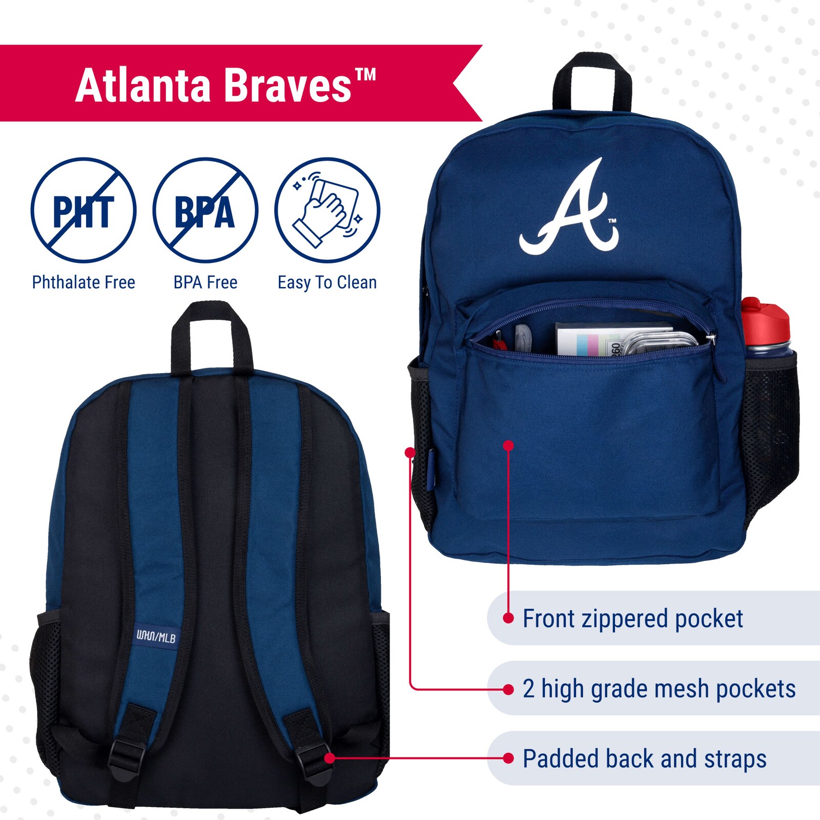 Atlanta Braves Wildkin 도시락 가방 & 백팩 2종 세트 상세 이미지 4