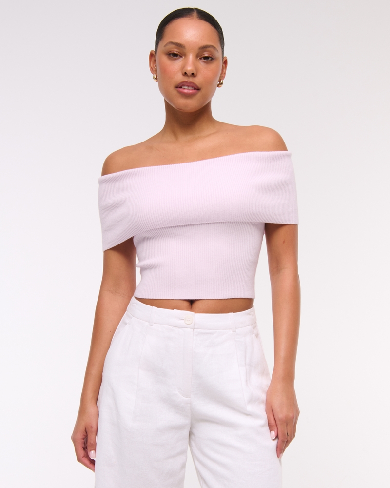 Foldover Off-The-Shoulder Sweater Top 상세 이미지 2