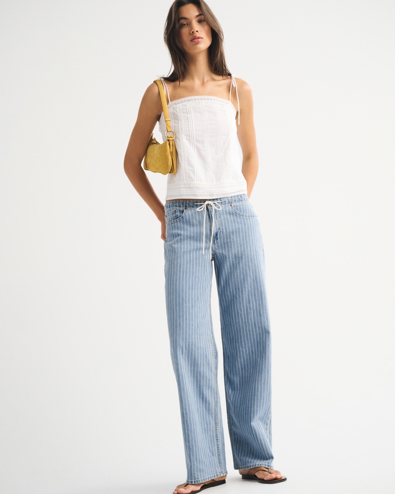 Linen-Blend Low Rise Ultra Loose Drawstring Jean 상세 이미지 2