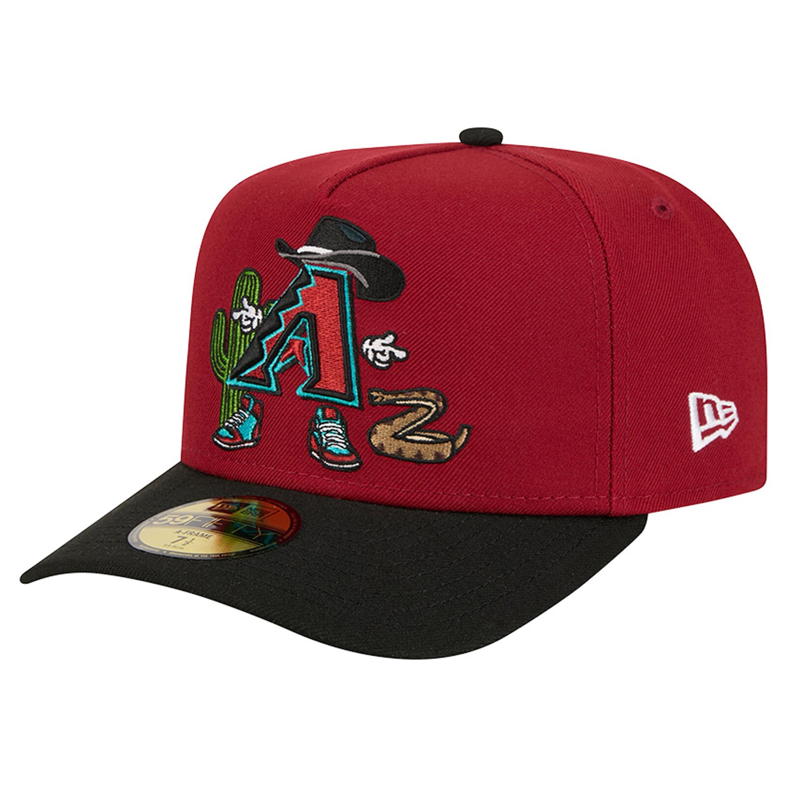 남성용 Arizona Diamondbacks New Era 다크 레드/블랙 카툰 A-프레임 59FIFTY 피티드 모자 상세 이미지 4