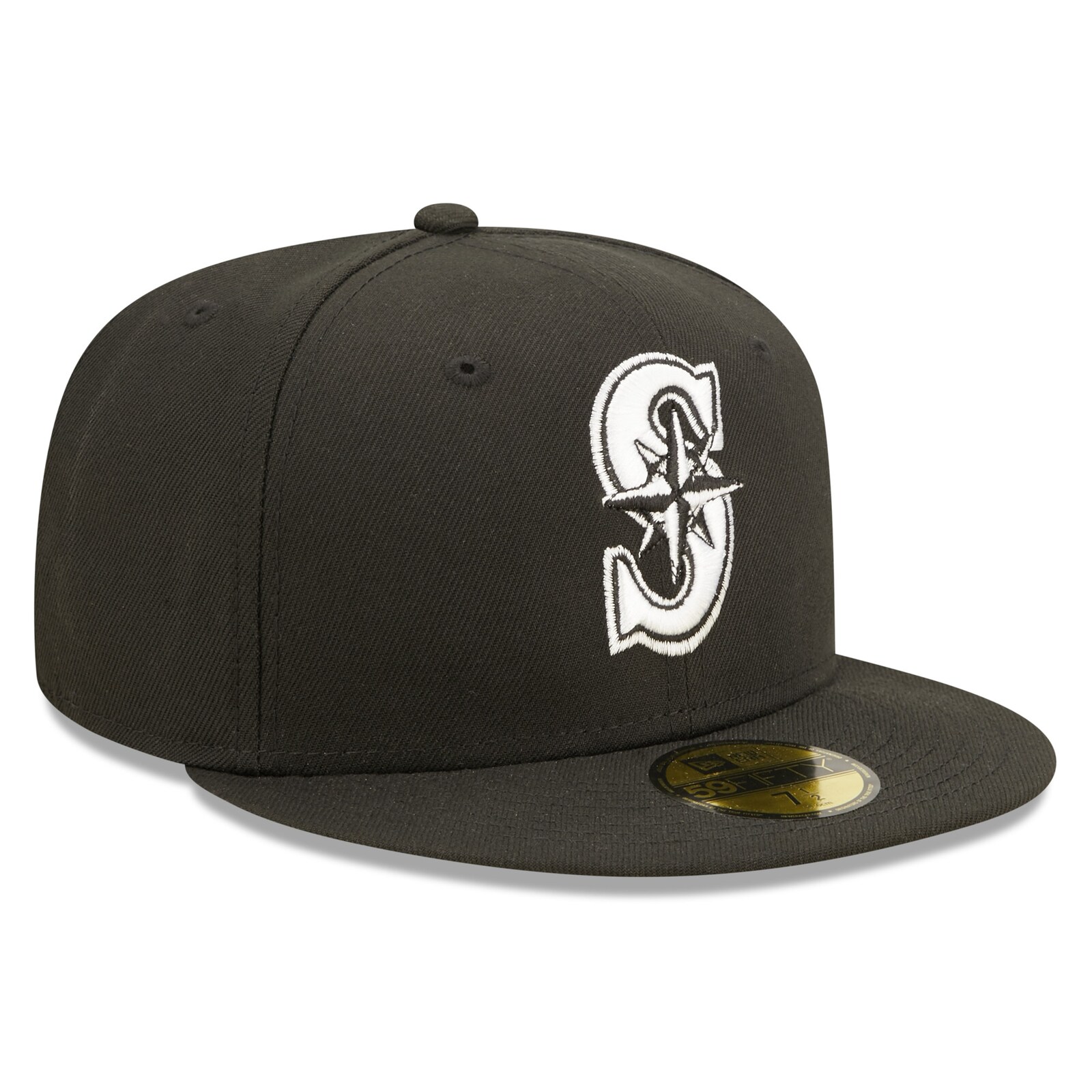 남성용 Seattle Mariners New Era 블랙 팀 로고 59FIFTY 피티드 모자 상세 이미지 4