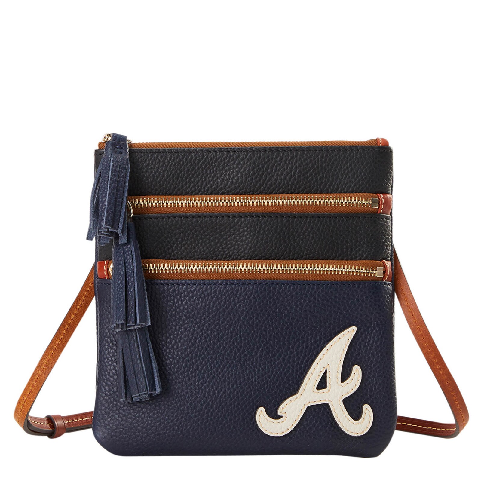 Atlanta Braves Dooney & Bourke Infield 트리플 지퍼 크로스바디 지갑