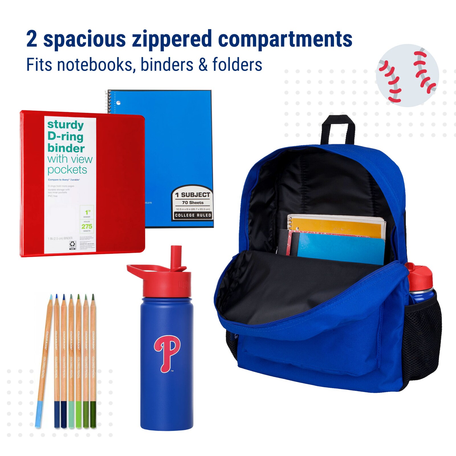 Philadelphia Phillies Wildkin 런치 박스 & 백팩 2종 세트 상세 이미지 6