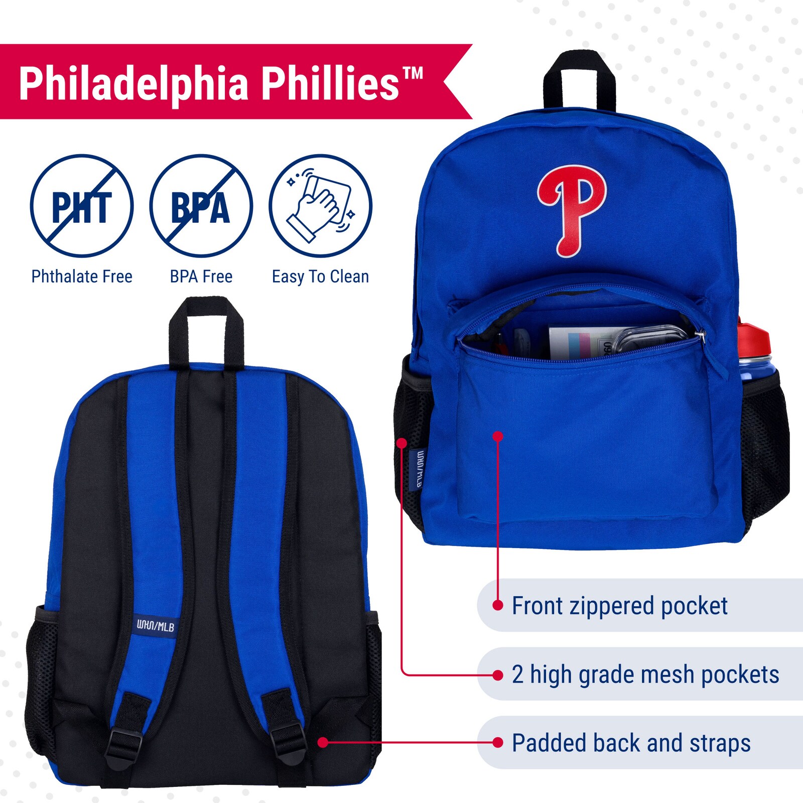 Philadelphia Phillies Wildkin 런치 박스 & 백팩 2종 세트 상세 이미지 4