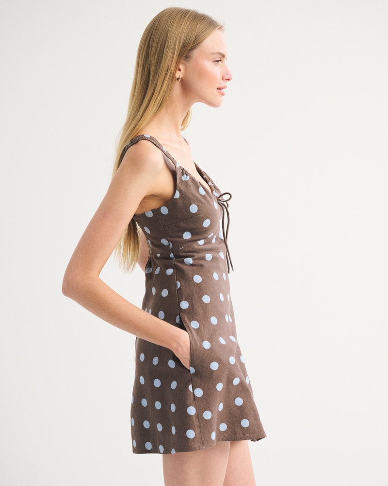 Bra-Free Tie-Front Linen-Blend Mini Dress 상세 이미지 3