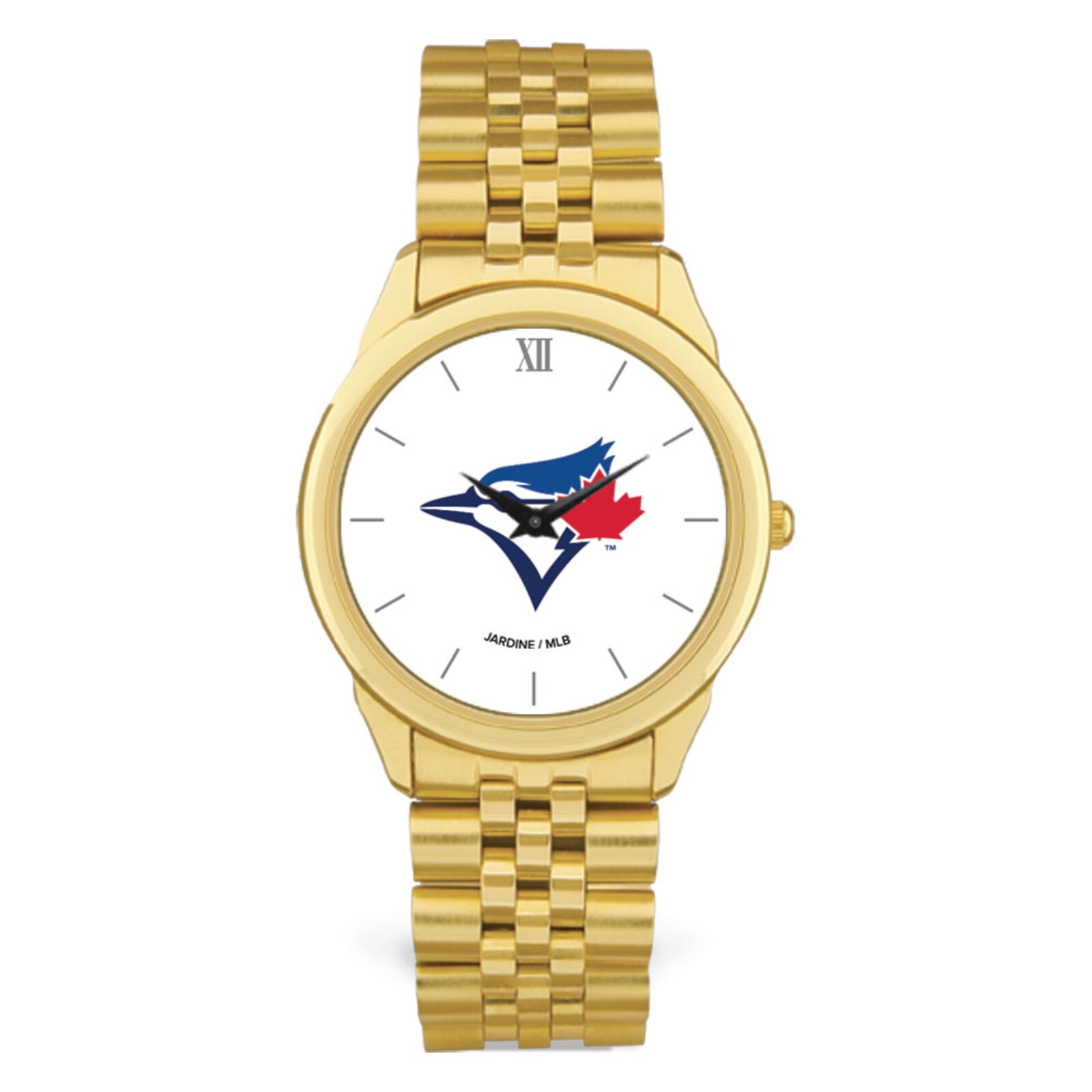 남성용 Toronto Blue Jays 골드 화이트 다이얼 롤드 링크 브레이슬릿 손목시계
