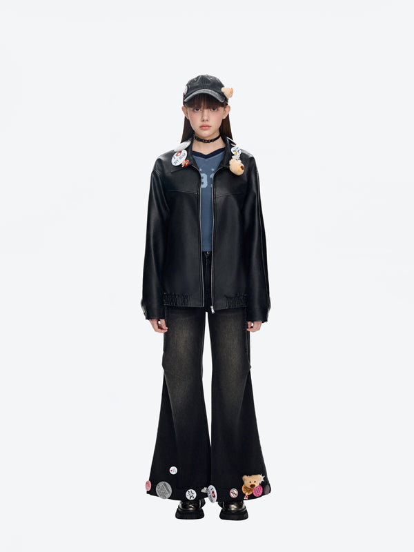 배지 가죽 재킷 상세 이미지 4