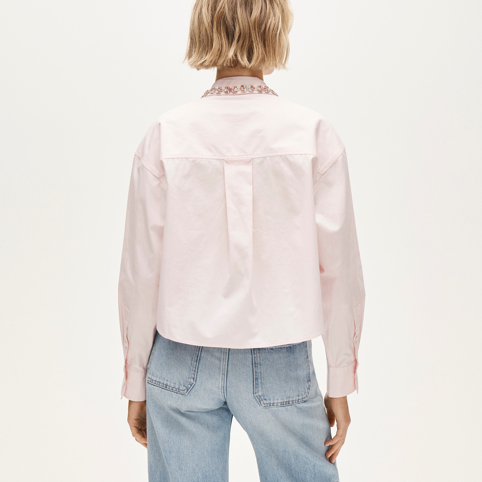 Étienne cropped button-up shirt in embellished cotton poplin 상세 이미지 5