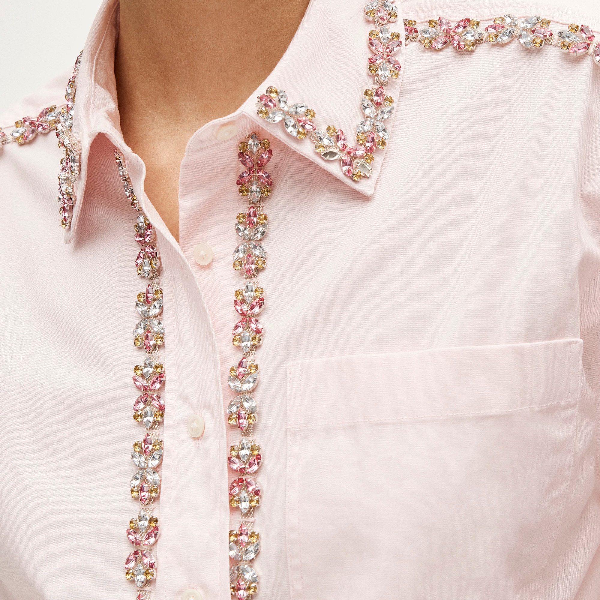 Étienne cropped button-up shirt in embellished cotton poplin 상세 이미지 4