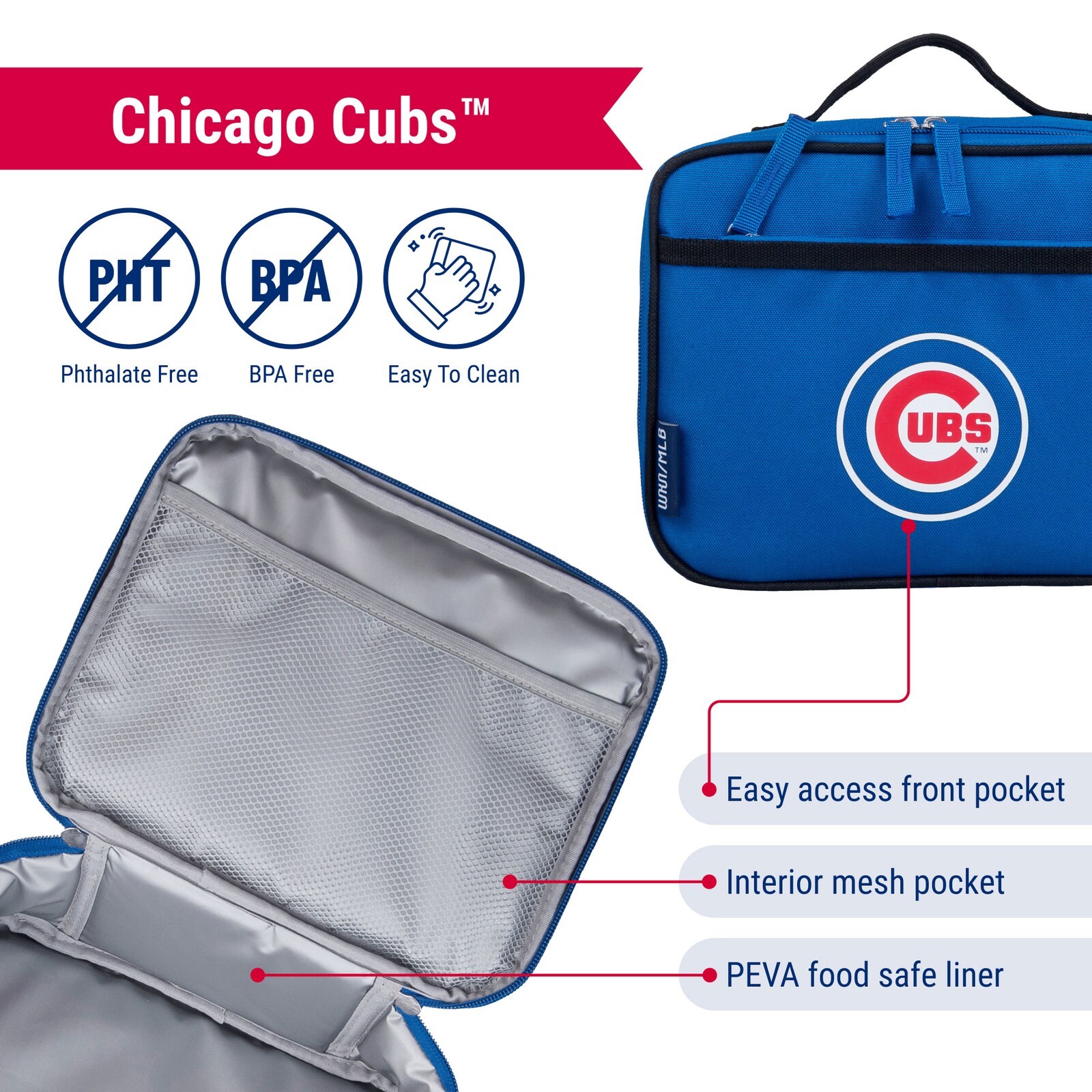 Chicago Cubs Wildkin 18온스 물병 & 런치 박스 세트 상세 이미지 4