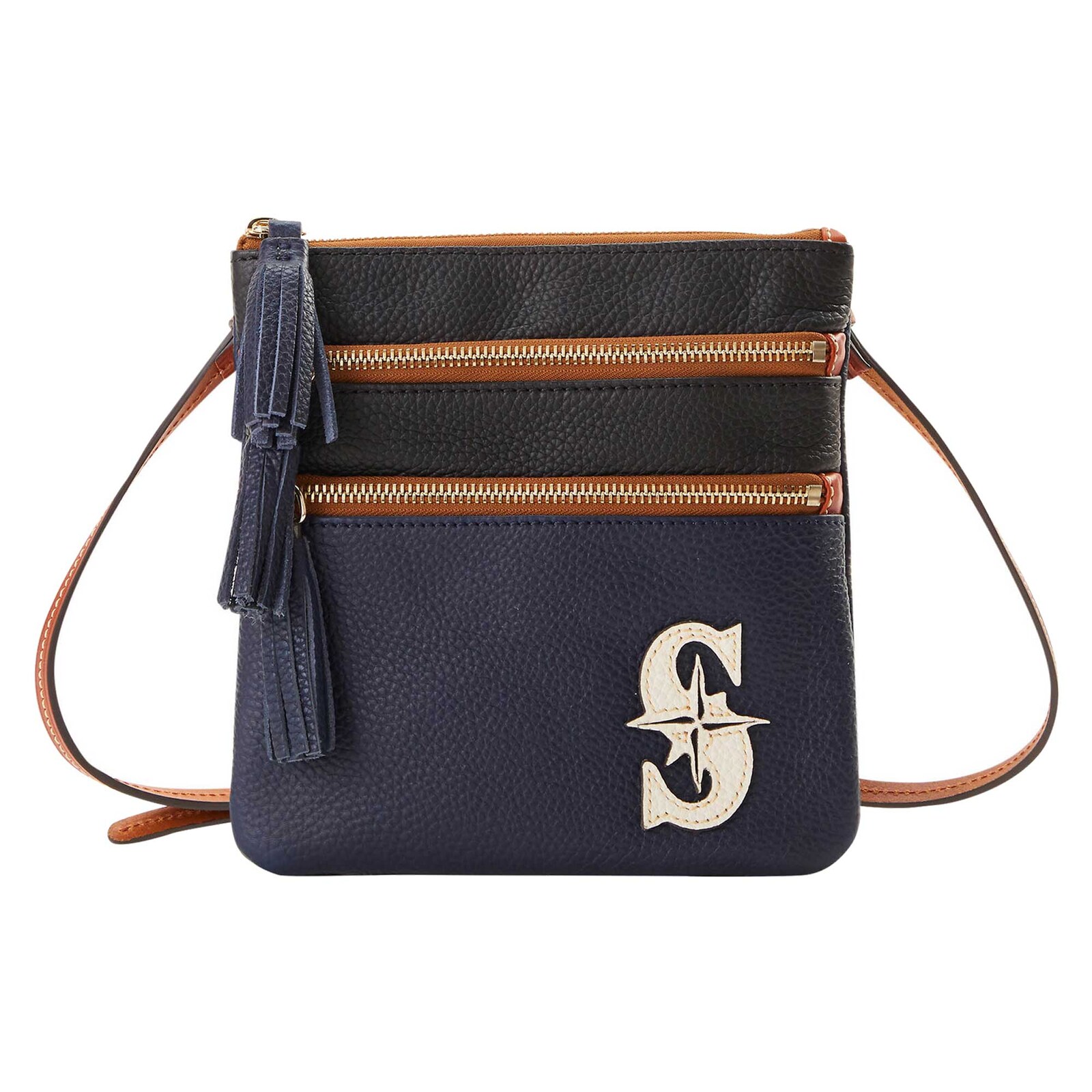 Seattle Mariners Dooney & Bourke 인필드 트리플 지퍼 크로스바디 지갑 상세 이미지 5