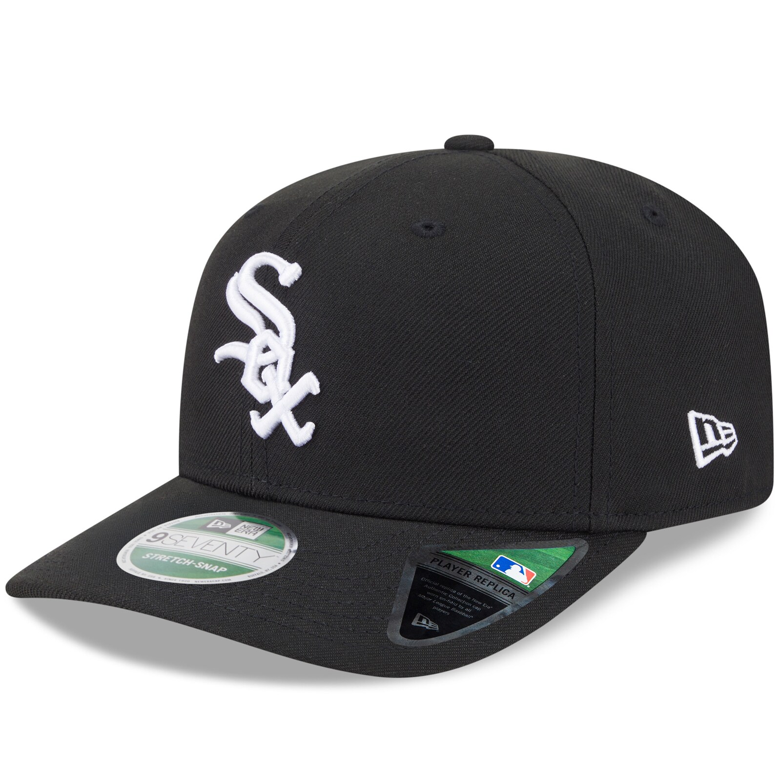 남성용 Chicago White Sox New Era 블랙 플레이어 레플리카 9SEVENTY 조절식 모자 상세 이미지 2