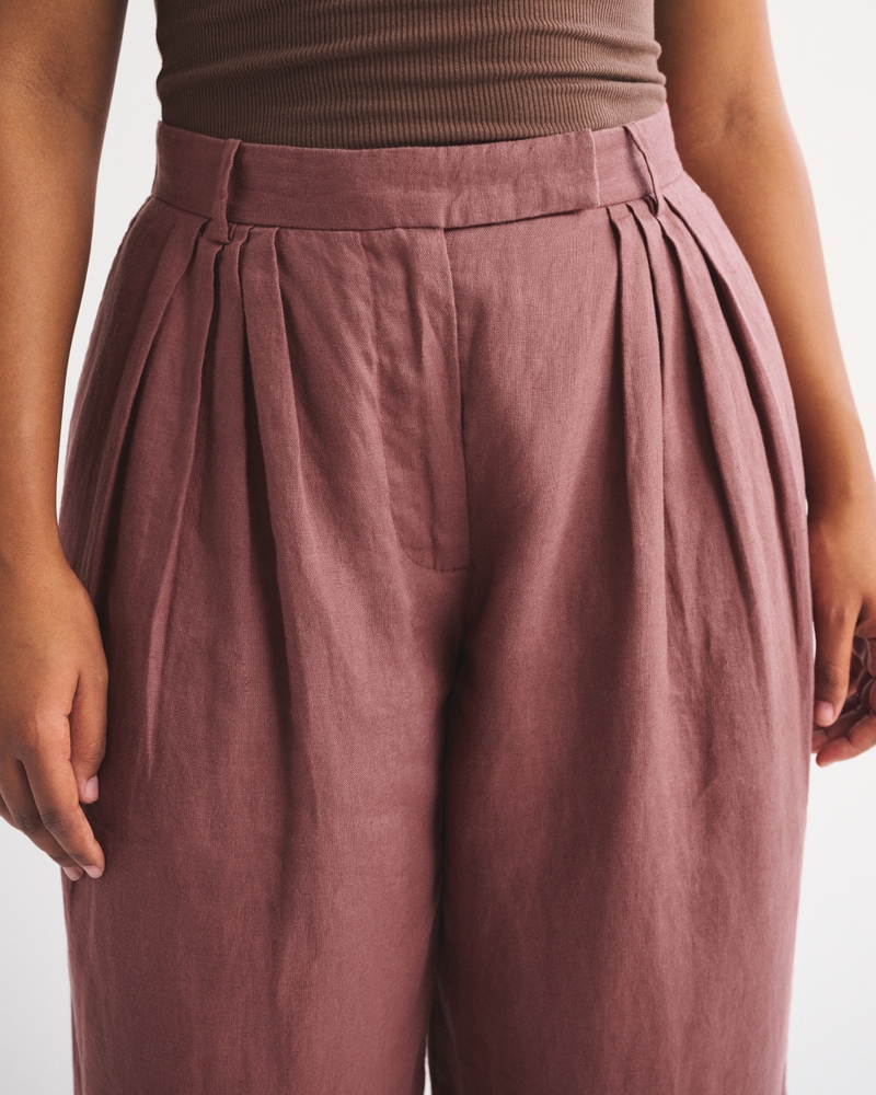100% Linen Curve Love High Rise Tailored Palazzo Pant 상세 이미지 3
