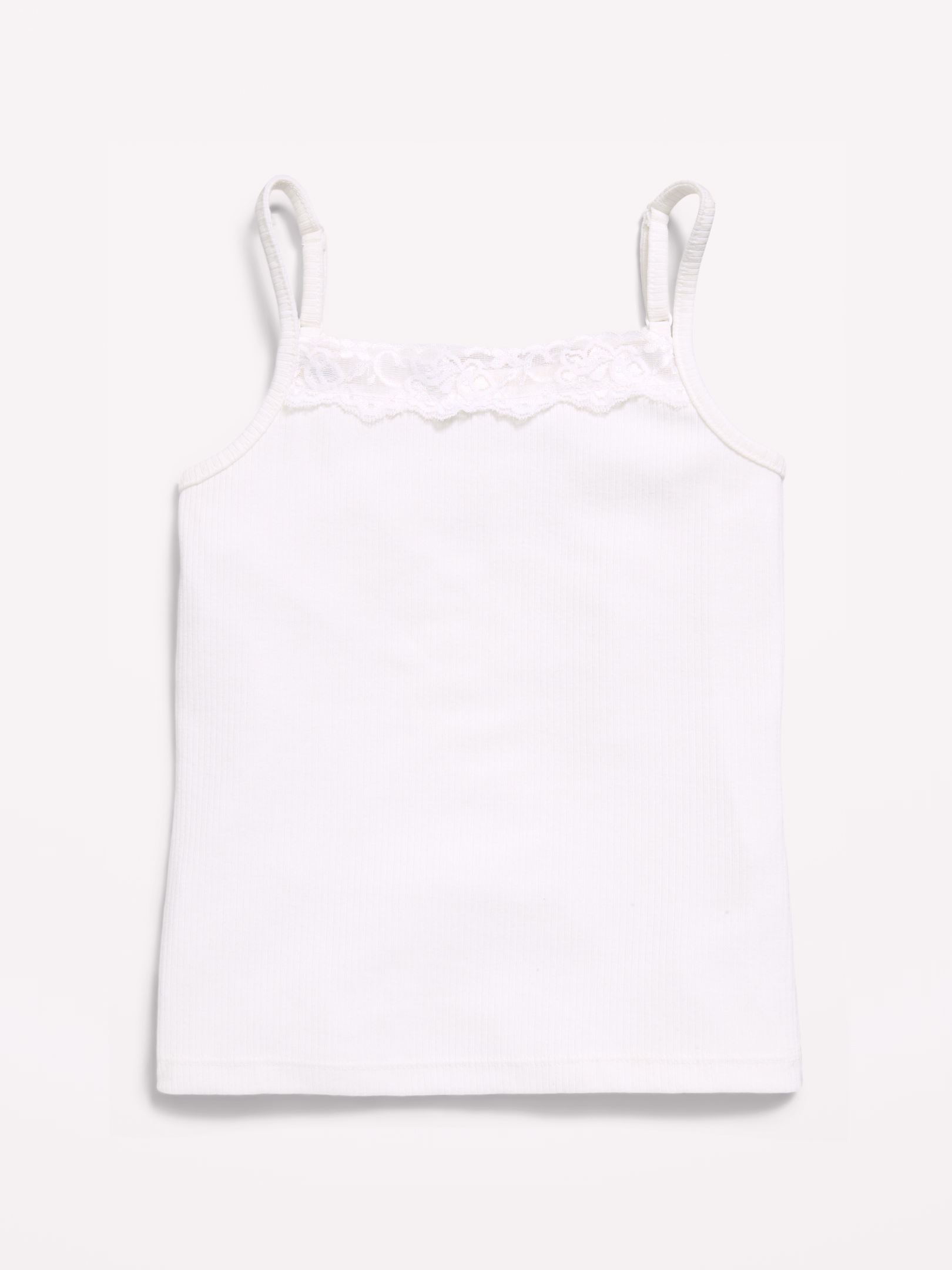 걸스 Fitted Ribbed Lace-Trim Cami
