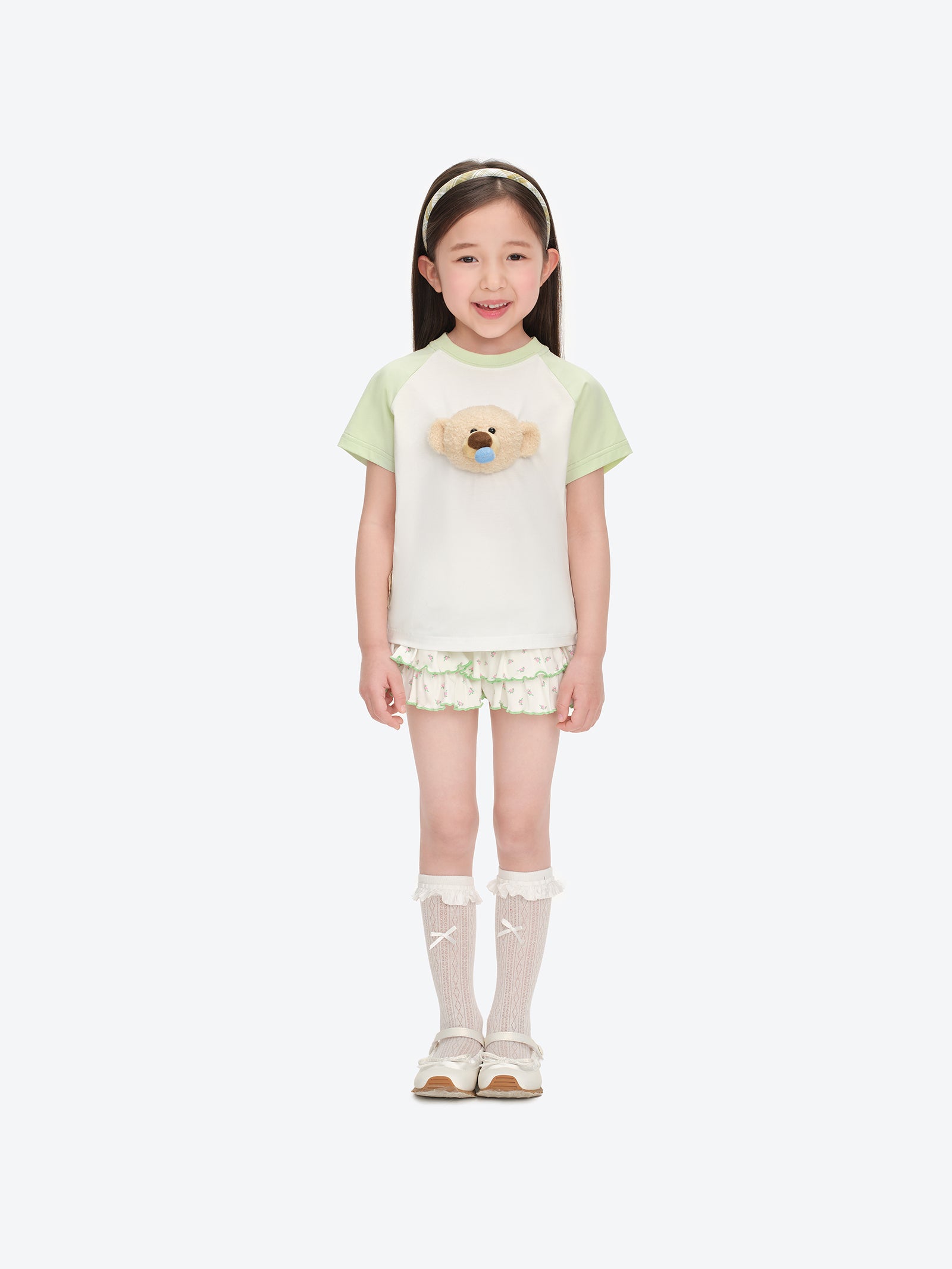 BabyBear 멍한 표정 티셔츠 그린 상세 이미지 2