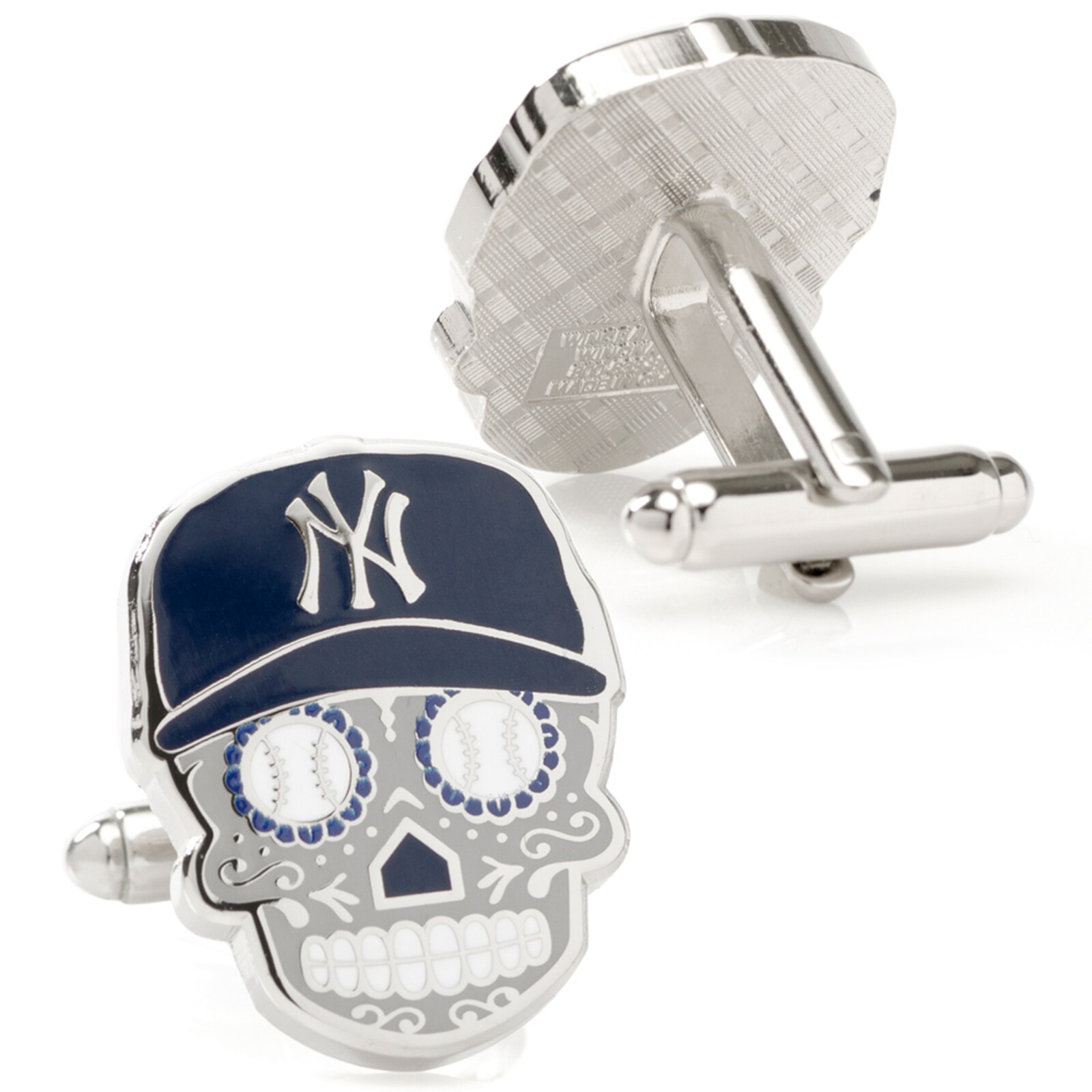 남성용 New York Yankees 네이비 슈거 스컬 커프스 링크 상세 이미지 3